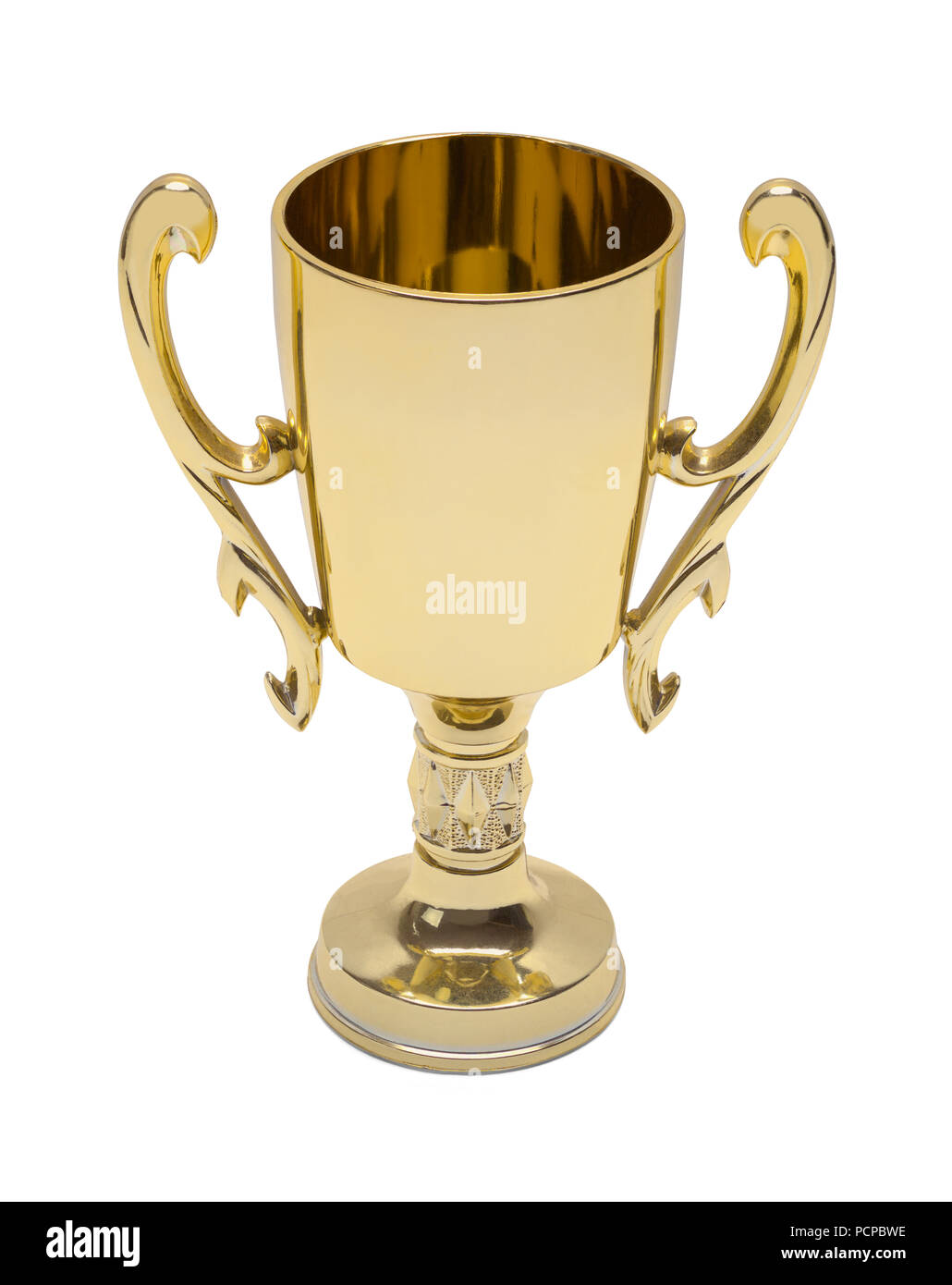 Gold Award Trophy Cup isolé sur un fond blanc. Banque D'Images