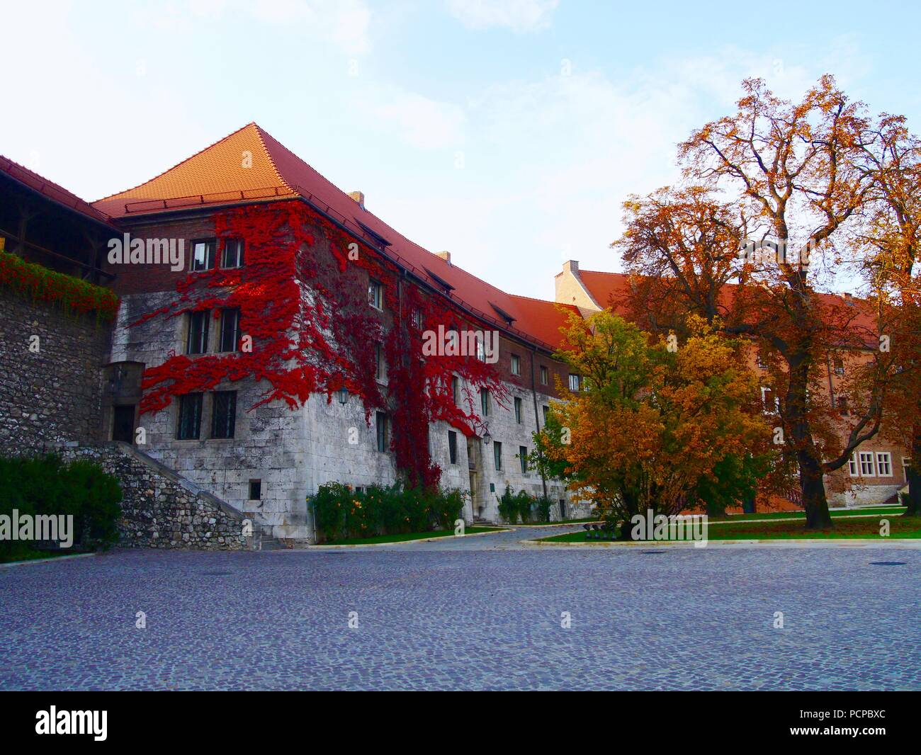 Château du Wawel et couleurs d'automne, Cracovie, Pologne Banque D'Images