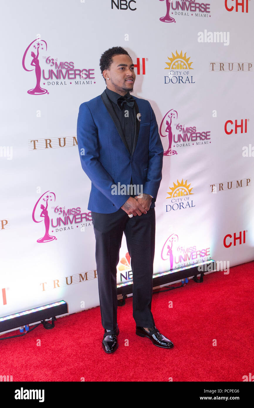 DORAL, FL - le 25 janvier : DeSean Jackson participe à la 63e Congrès annuel de défilé de Miss Univers Tapis Rouge à Trump Doral National le 25 janvier 2015 à Doral en Floride, les gens : DeSean Jackson Banque D'Images