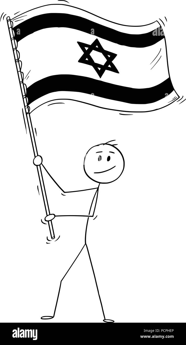 Caricature de l'homme agiter le drapeau d'état d'Israël Illustration de Vecteur