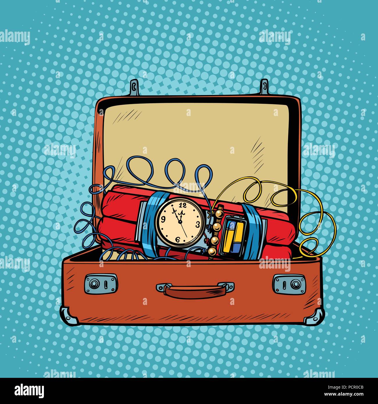 Valise avec une bombe à retardement Illustration de Vecteur