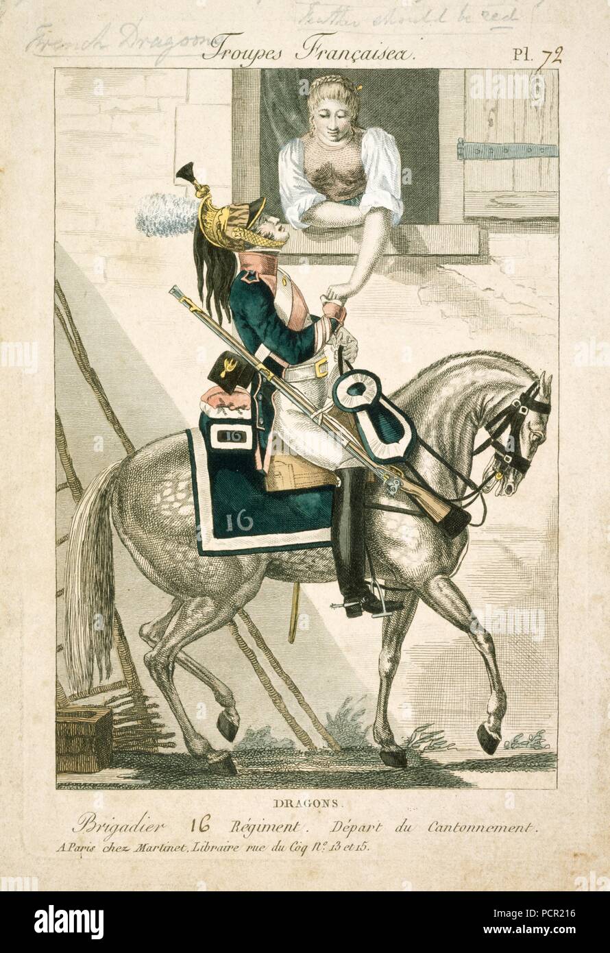Dragons français des guerres napoléoniennes, au début du xixe siècle. Artiste : Inconnu. Banque D'Images