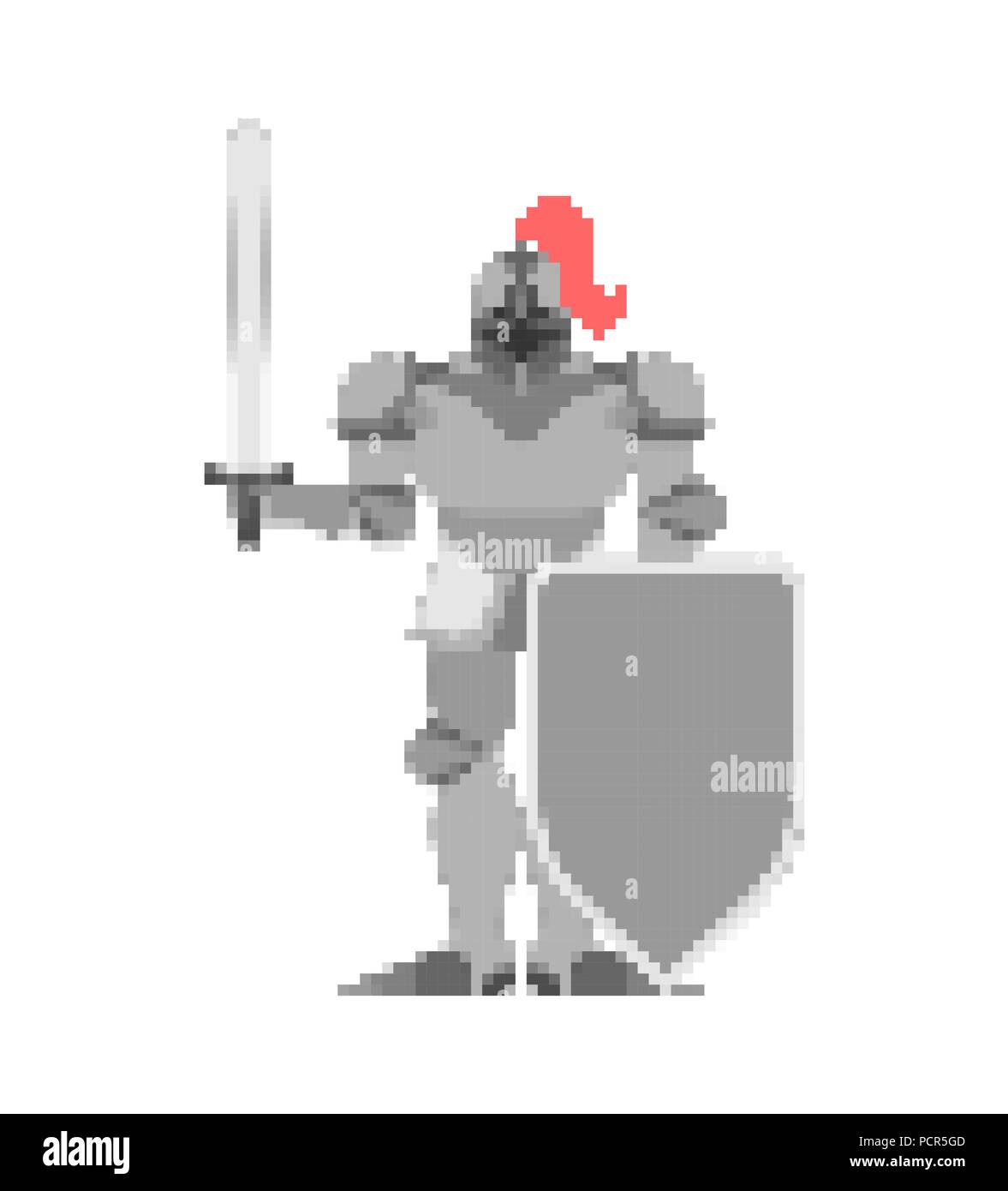 Art Metal armor pixel Knight warrior 8 bits. Armure de fer numérique. Plaque et épée. Vector illustration Illustration de Vecteur