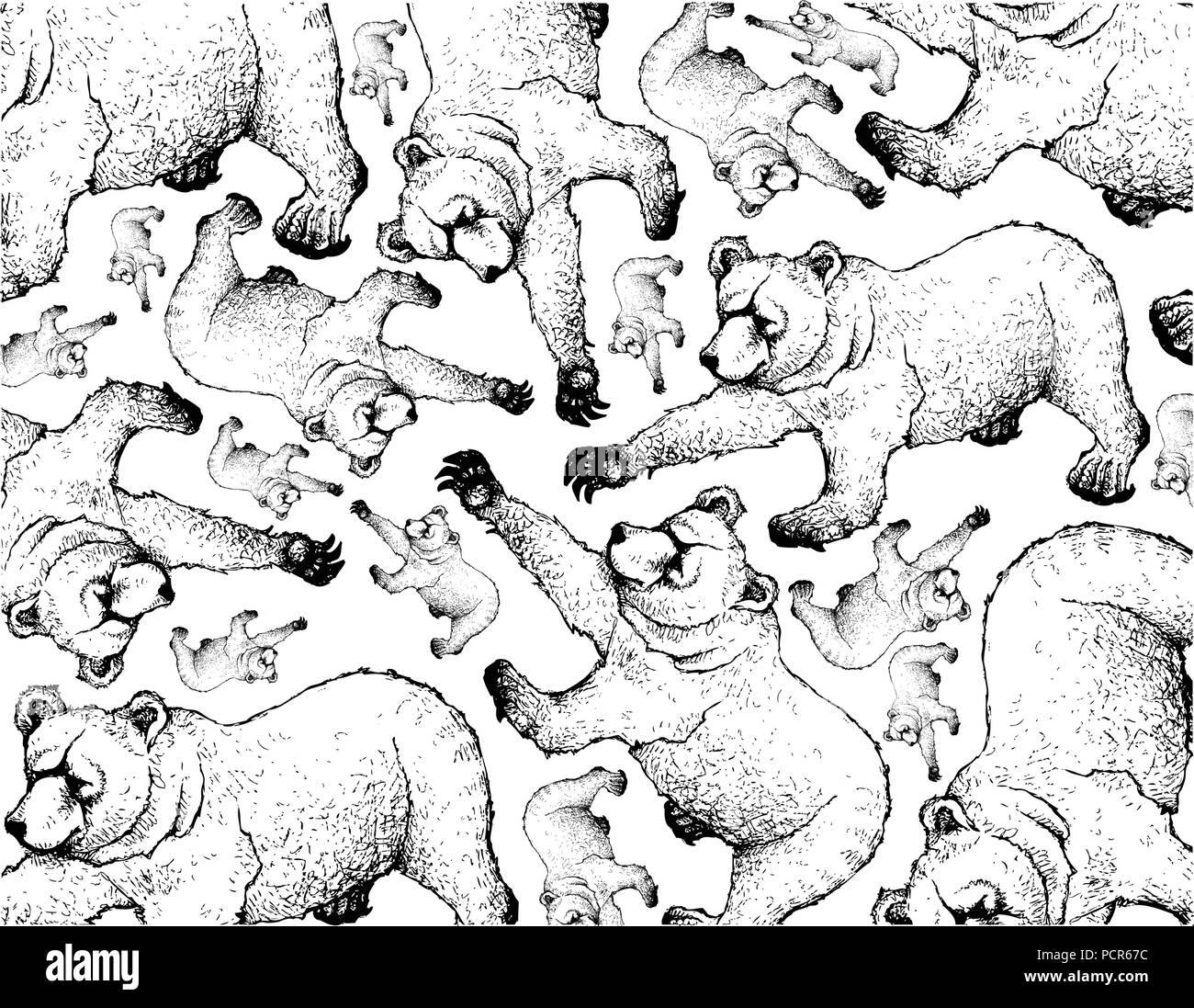 Animal automne Fond d'illustration, de la main de l'ours grizzli. Animal symbolique pour montrer les signes d'automne. Illustration de Vecteur