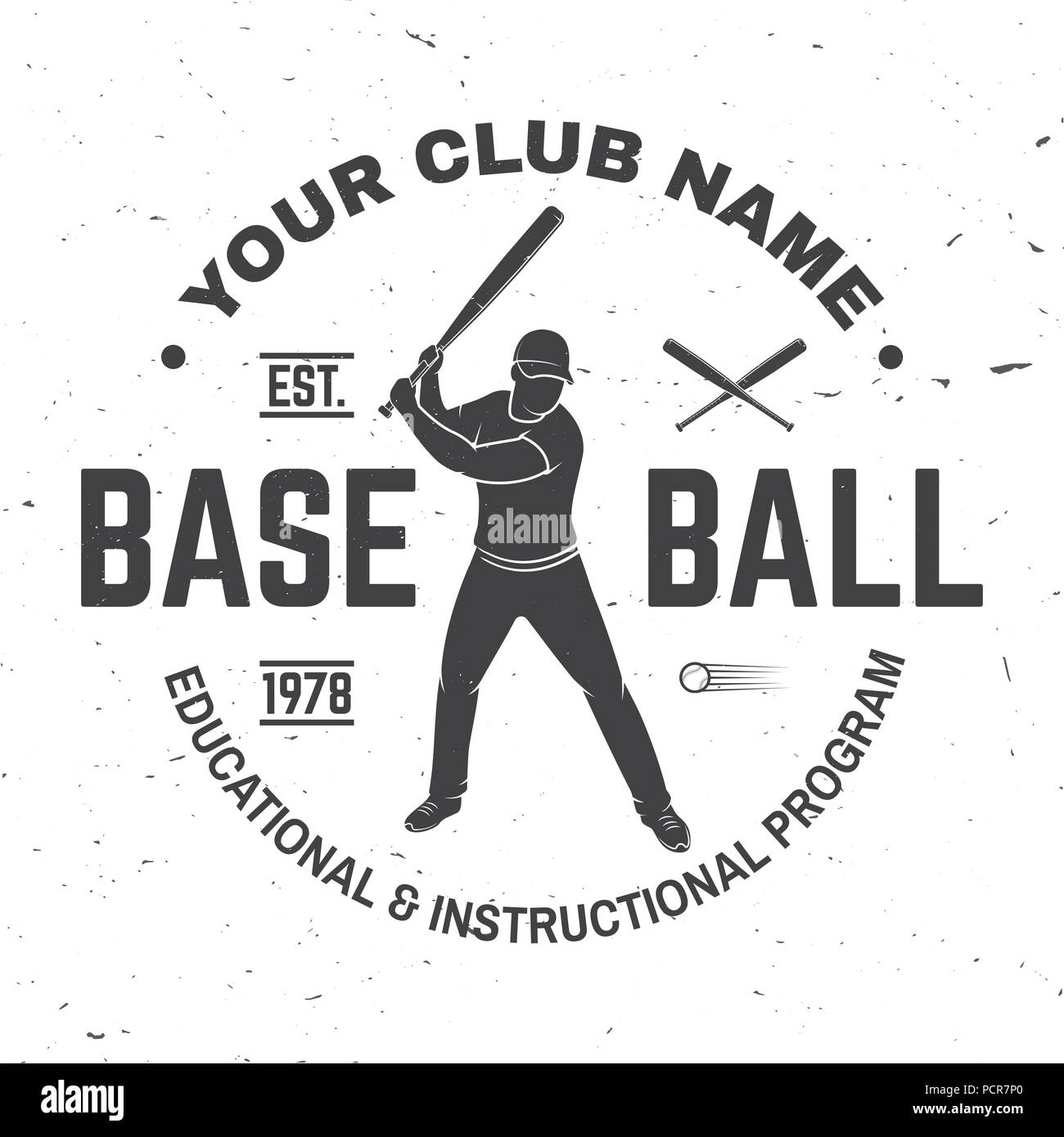 Baseball Club badge. Vector illustration. Concept pour chemise ou d'un logo, d'impression, de timbres ou de pièce en t. Typographie vintage design avec la pâte de base-ball et la balle de baseball de silhouette. Illustration de Vecteur