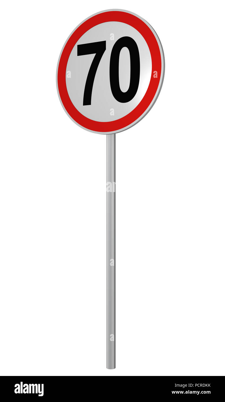Panneau de limitation de vitesse 70 km h Banque de photographies et d’images à haute résolution