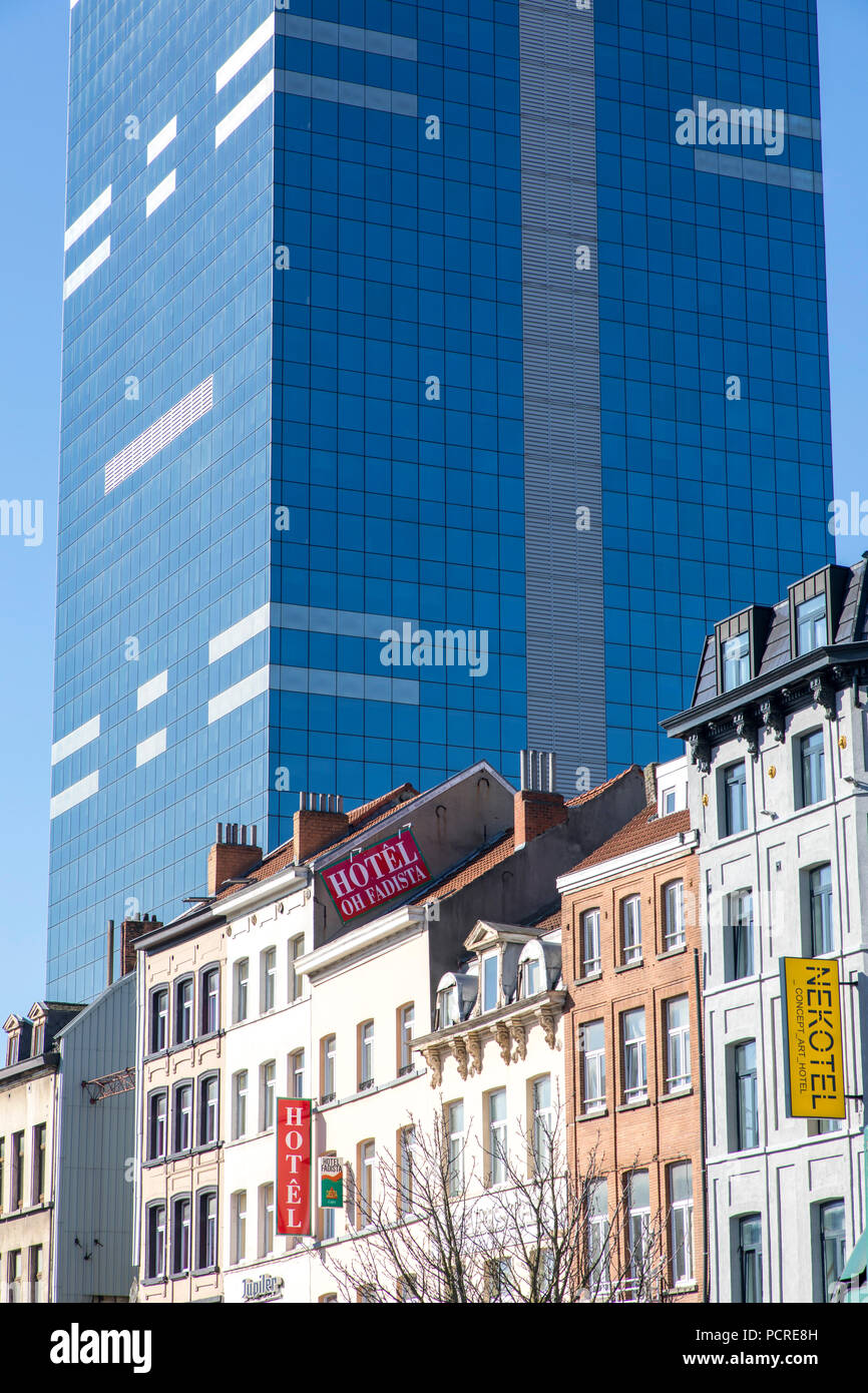 Plus haut bâtiment en Belgique, Tour du Midi, Zuidertoren, dans le quartier de Saint-Gilles / Sint-Gillis, dans le centre-ville de Bruxelles, office building Banque D'Images