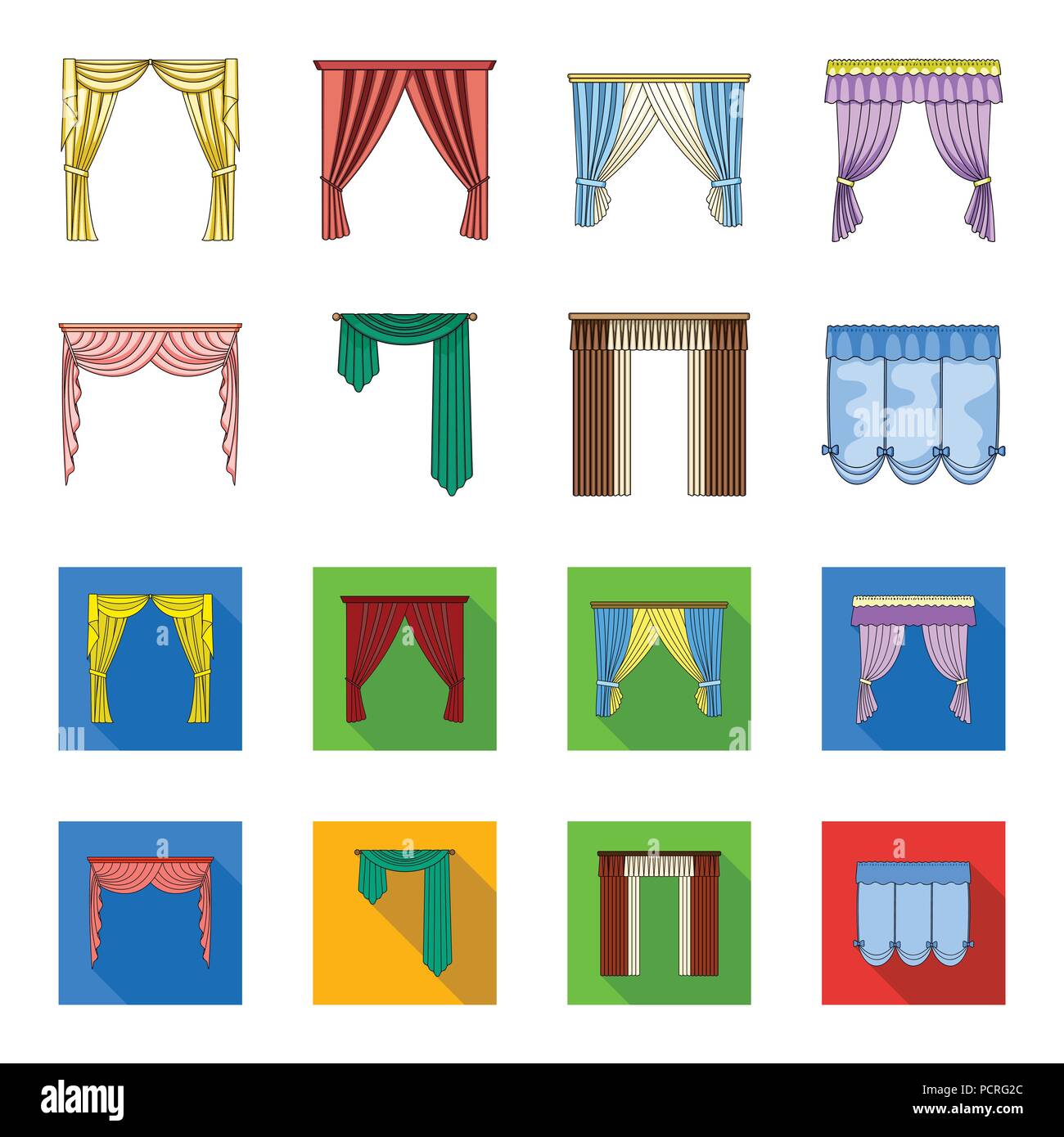Différents types de rideaux de fenêtre rideaux.set collection icônes de ...