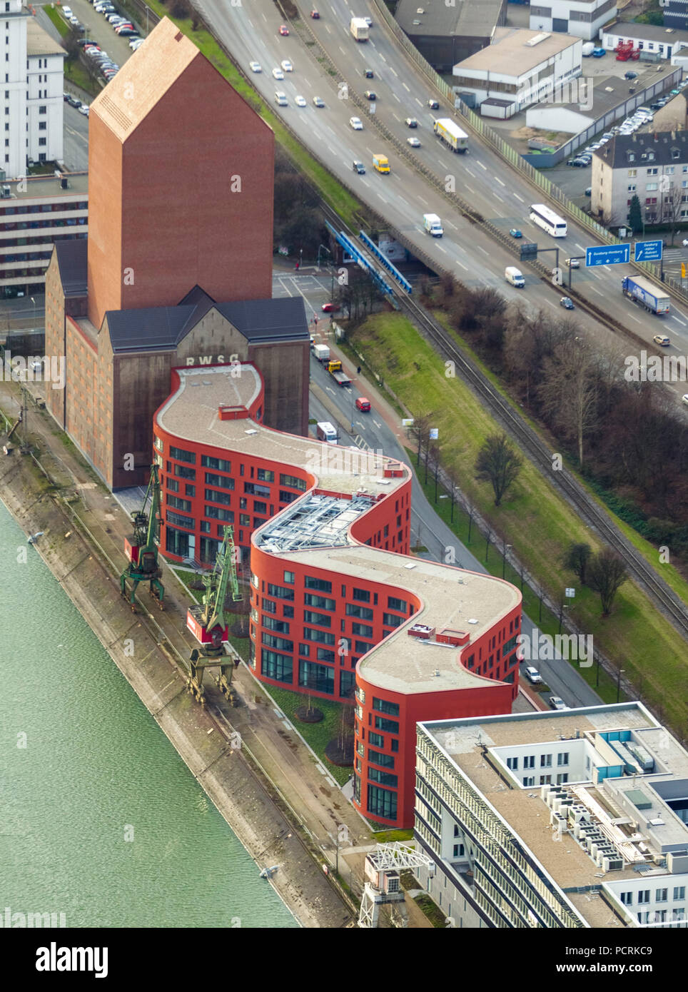 Archives de l'État de Rhénanie Westphalie, Duisburg, Ruhr, vue aérienne Banque D'Images