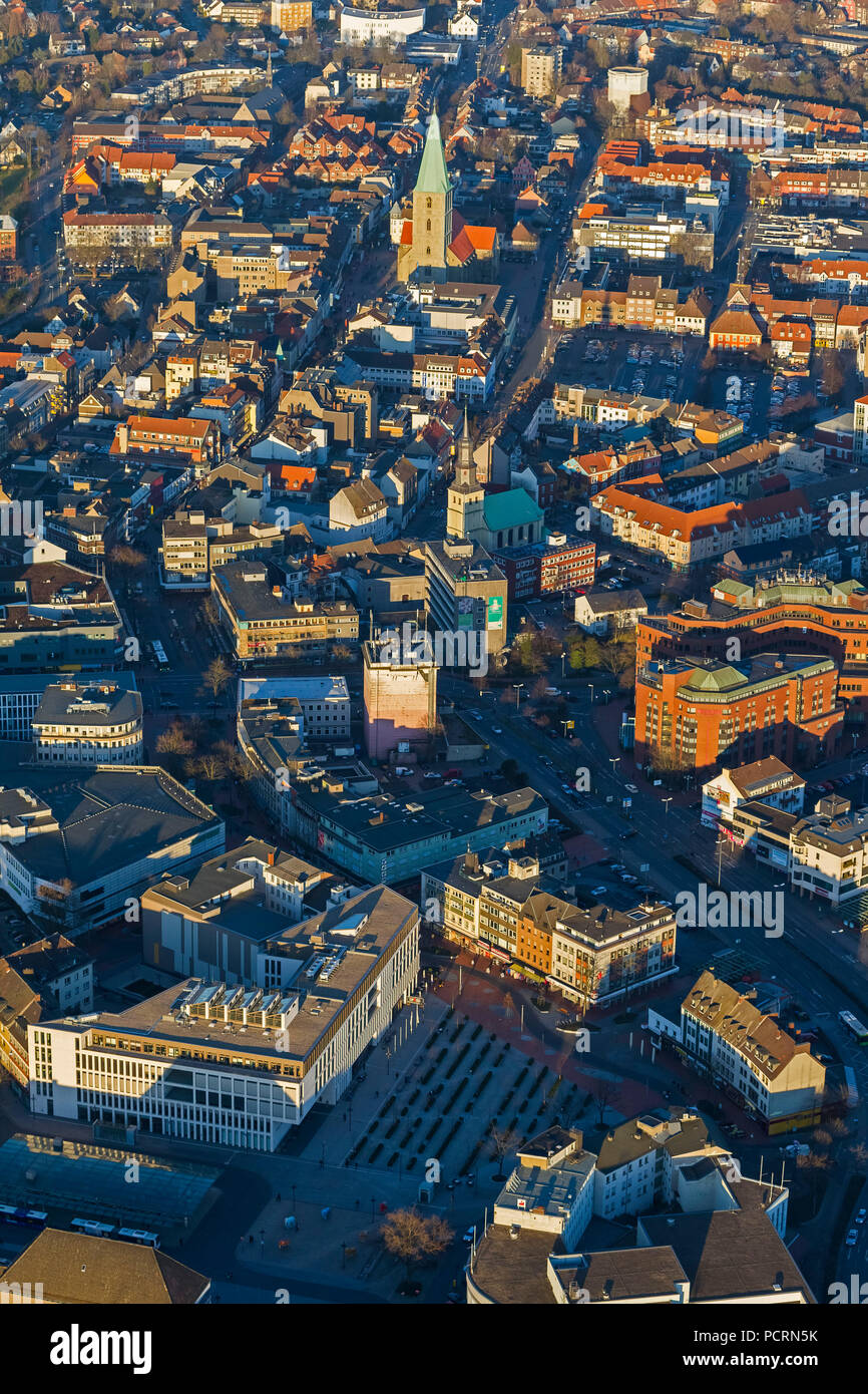 Vue aérienne, zone piétonne, Hamm Hamm, Ruhr, Nordrhein-Westfalen, Germany, Europe Banque D'Images