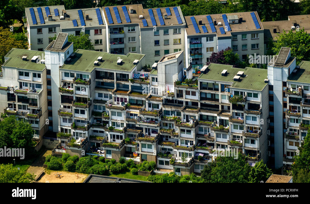 Terrasse Chambres d'Hotes maison Bochum Querenburg, balcons, des appartements avec balcon au sud, région de la Ruhr, Bochum, Rhénanie du Nord-Westphalie, Allemagne Banque D'Images