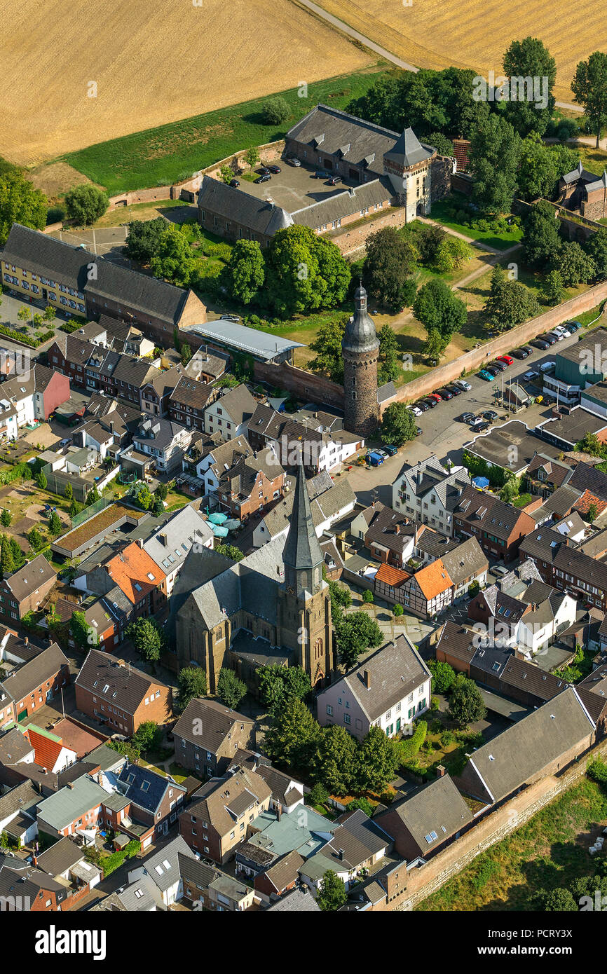 Dormagen Zons, Hist. Vieille Ville avec mur de la ville, château, moulin, Dormagen, Bas-rhin, Nordrhein-Westfalen, Germany, Europe Banque D'Images