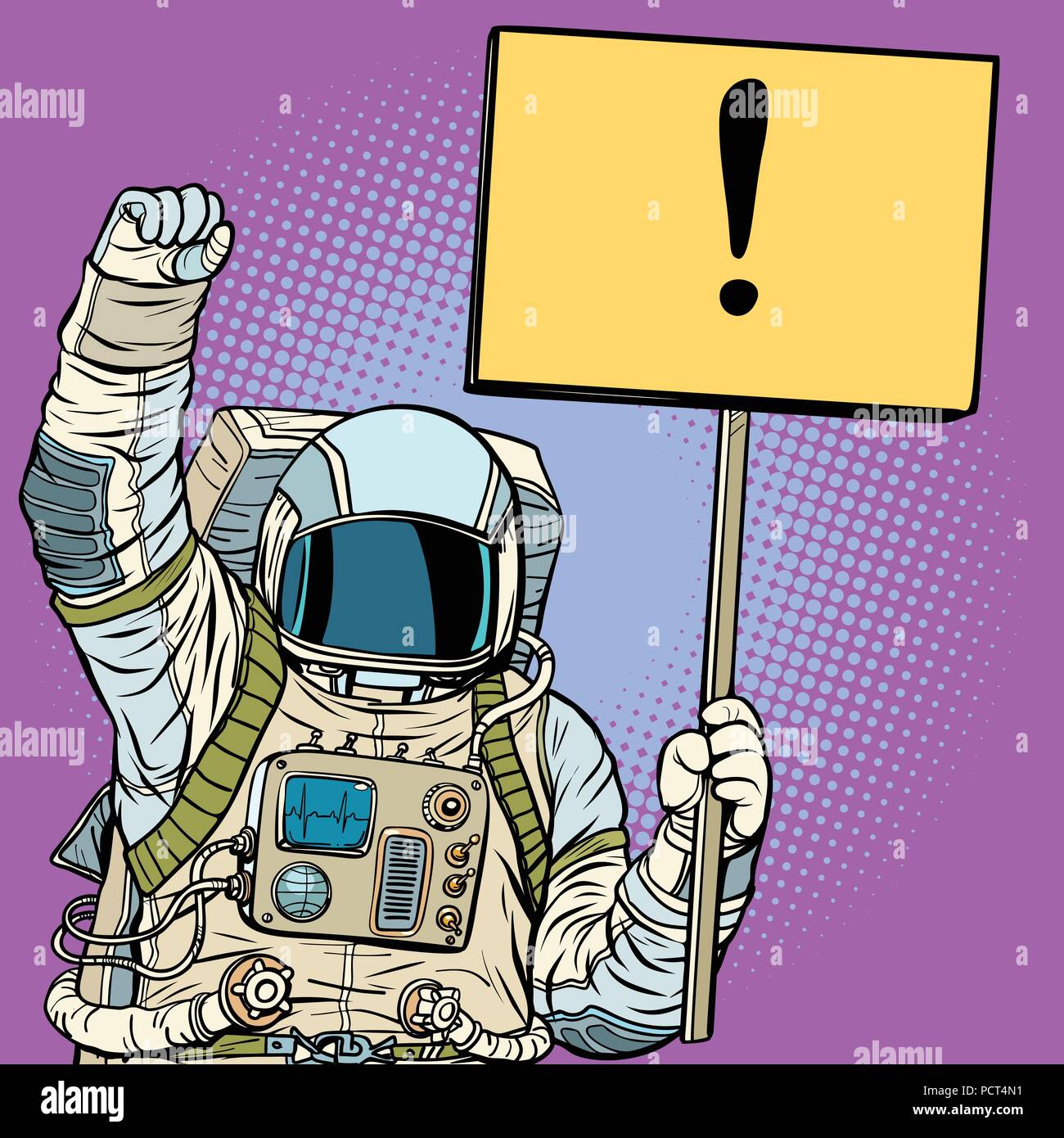 Les protestations de l'astronaute avec une affiche Illustration de Vecteur