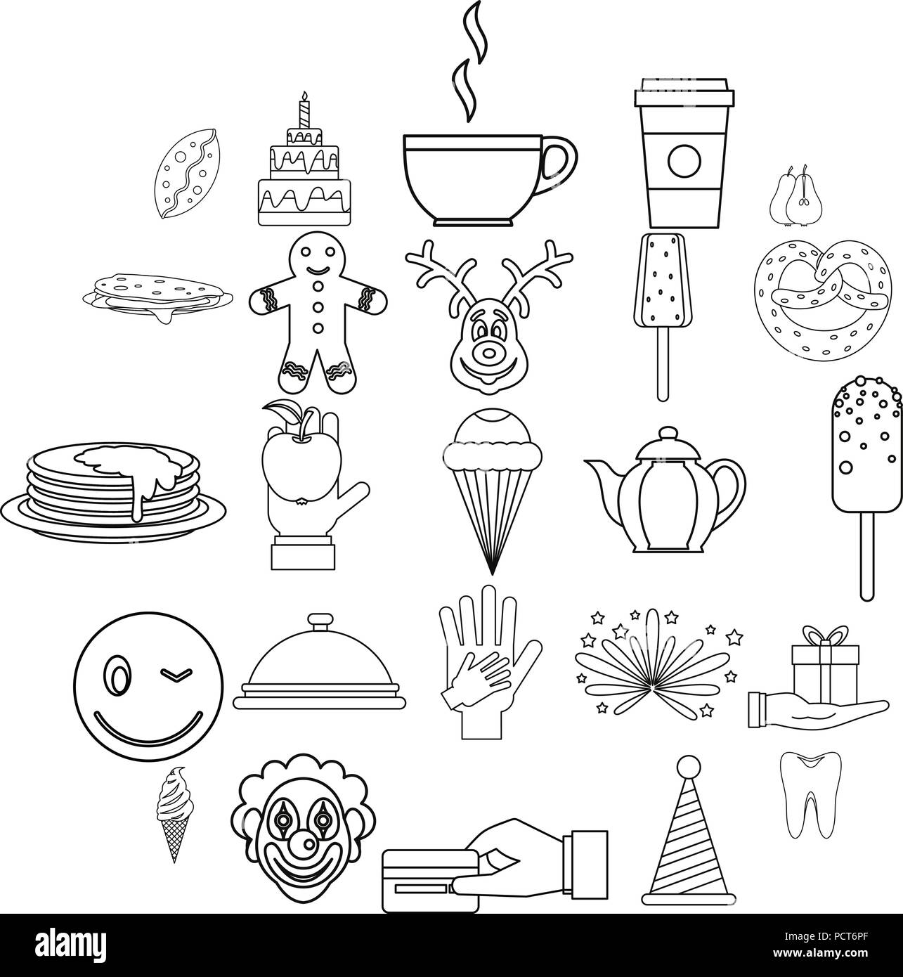 Sweet Shop icons set style du contour, Illustration de Vecteur