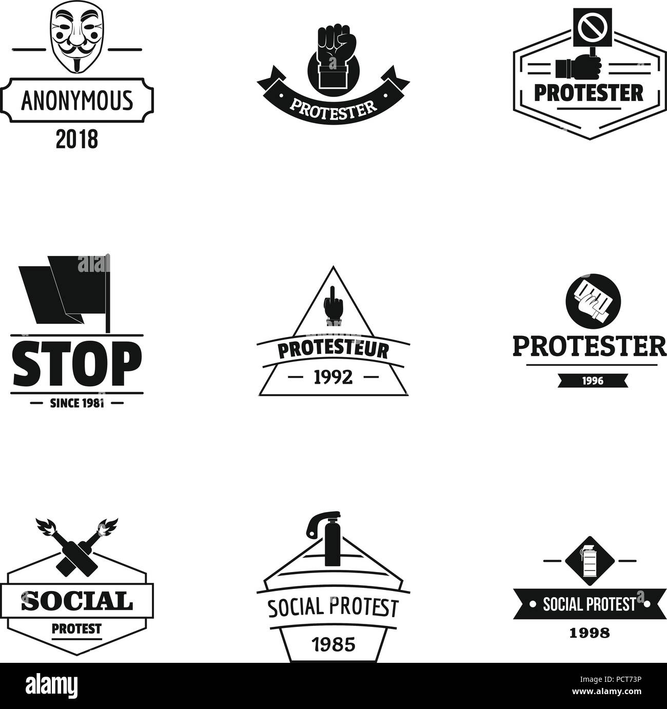 Façon d'arrêt défini, le style simple logo Illustration de Vecteur