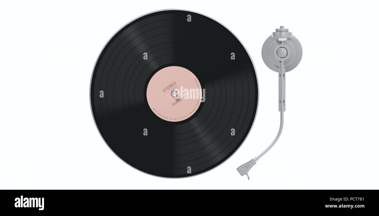 LP Vinyl record player, isolé sur fond blanc découpe, vue du dessus. 3d illustration Banque D'Images