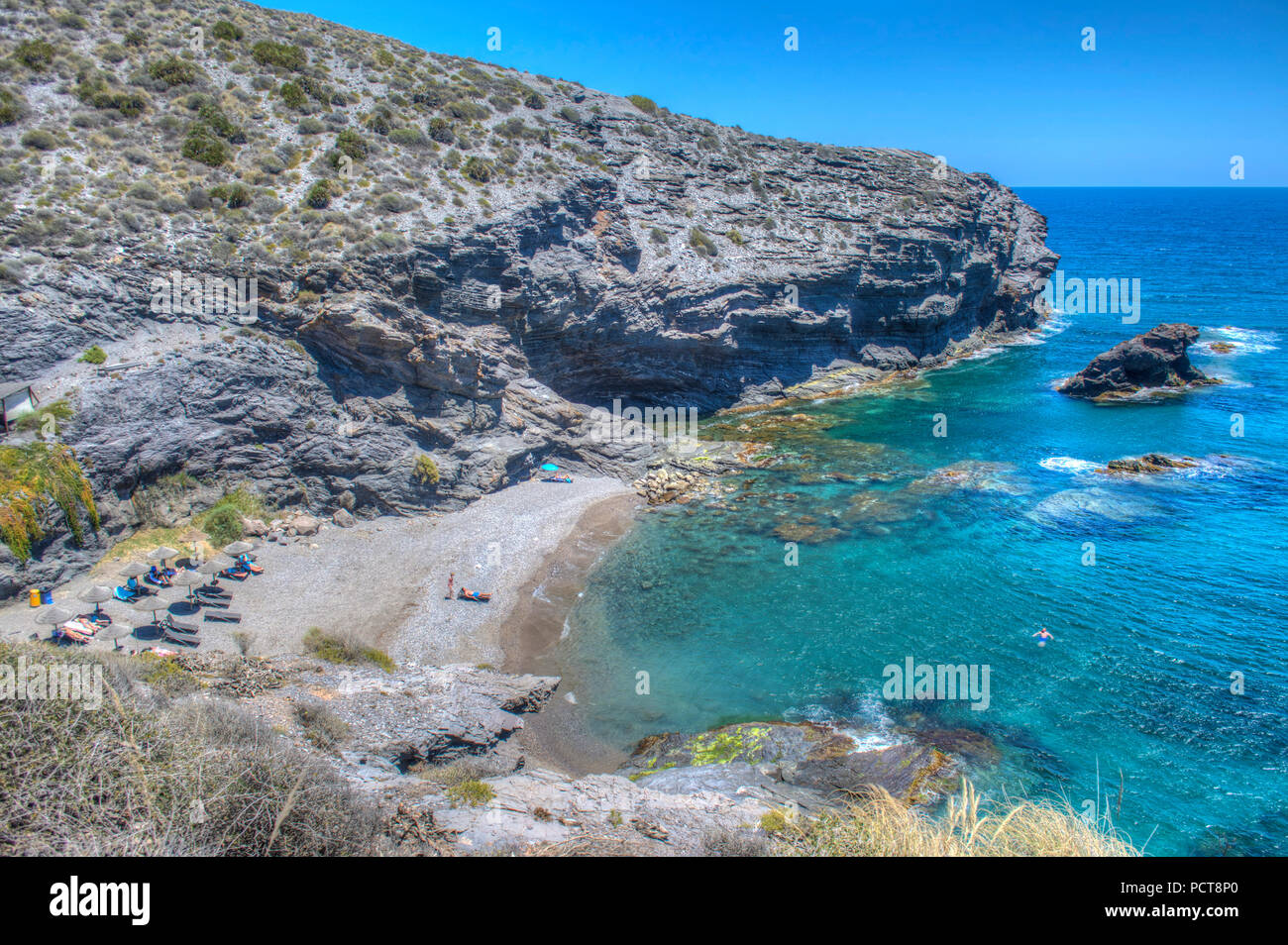 Image HDR de la plage et à l'anse Cala del Barco à La Manga Golf Resort à Murcia Espagne Banque D'Images