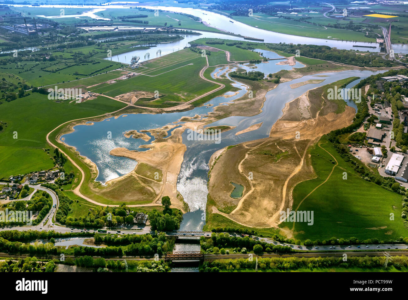 Reconstruction de la Lippe bouche par l'eau, conseil public Lippeverband Wesel, du Rhin, de la Ruhr, en Rhénanie du Nord-Westphalie, Allemagne Banque D'Images