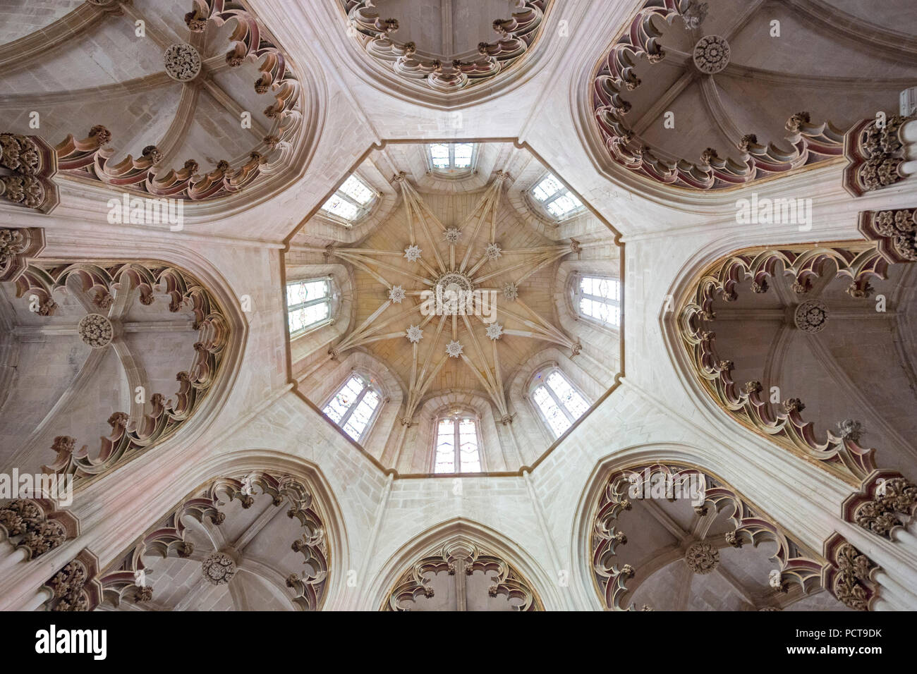 Voûte de l'église, Monastère de Batalha, Mosteiro de Santa Maria da Vitória, UNESCO World Heritage site culturel de l'Église, Monastère de Batalha, Mosteiro da Batalha, Batalha, district de Leiria, Portugal, Europe Banque D'Images