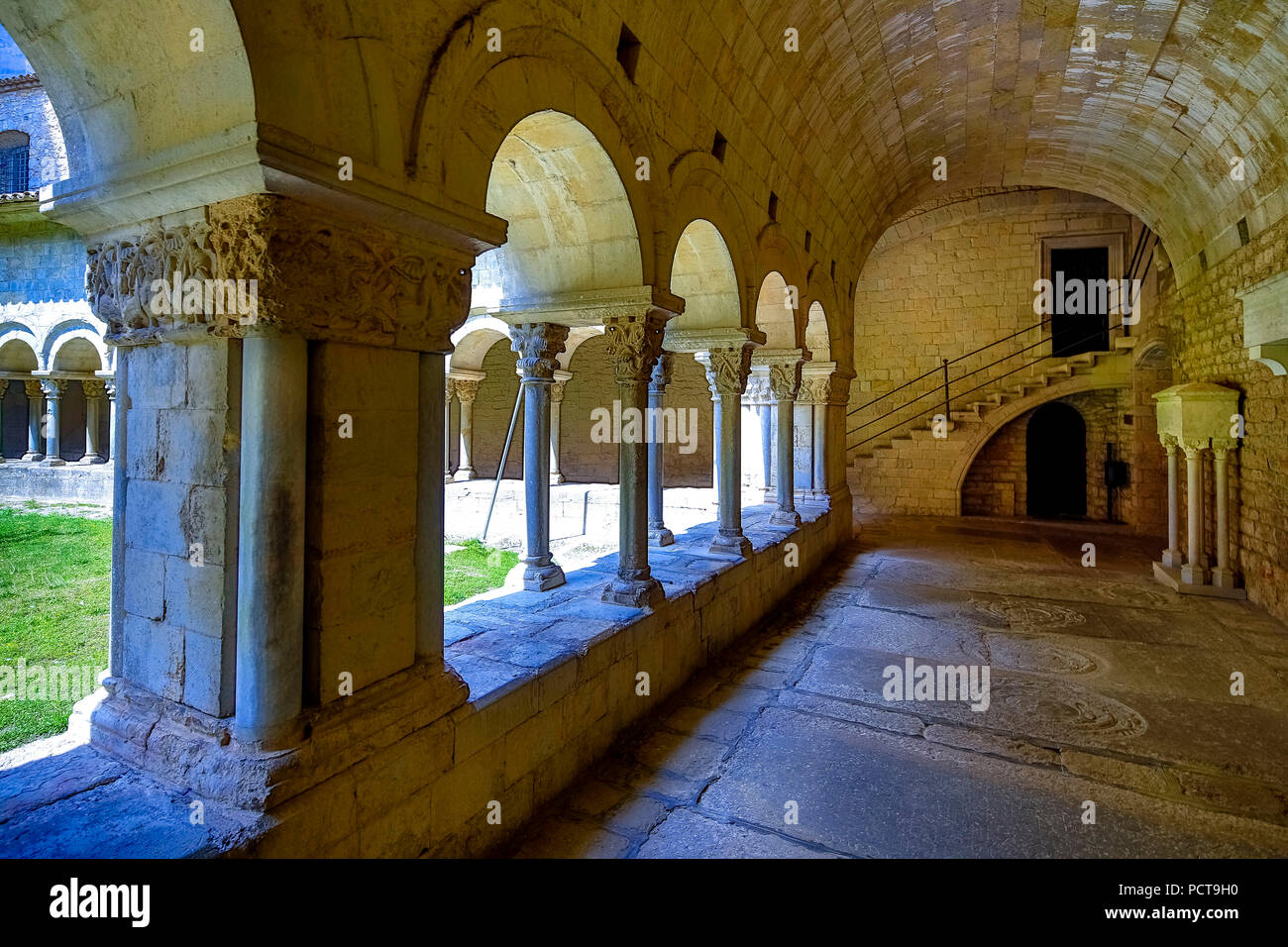 Le cloître, la cathédrale de Gérone, Cathédrale Santa Maria de Gérone, Gérone, Catalogne, Espagne Banque D'Images