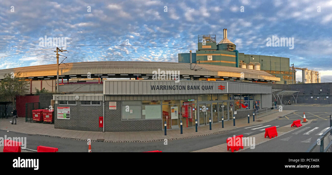 La gare de Warrington Bank Quay panorama, West Coast Mainline, Warrington, Cheshire North West England, UK Banque D'Images