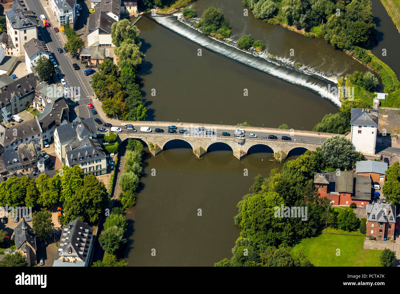 Photo aérienne, Alte Lahnbrück (pont), Lahn, Limburg an der Lahn, district ville de Limburg-Weilburg (district), Hesse, Allemagne Banque D'Images