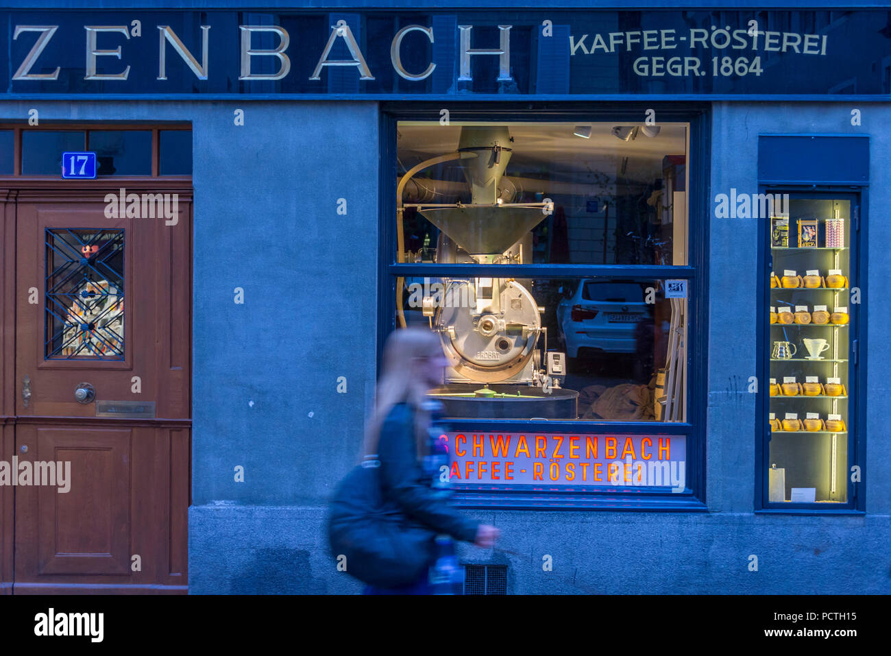 La torréfaction de café à Schwarzenbach magasin général, vieille ville de Niederdorf, Zurich, Zurich, le Canton de Zurich, Suisse Banque D'Images