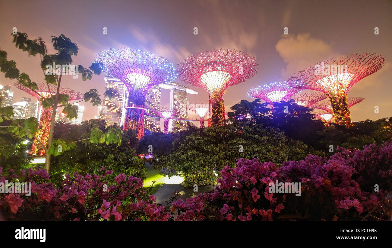 Singapour, jardin par la baie, Marina Bay Sands Hotel Banque D'Images