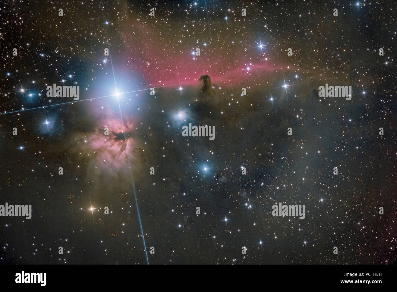 NGC 2024, la nébuleuse de la flamme et de l'IC434, la nébuleuse de la tête de cheval Banque D'Images