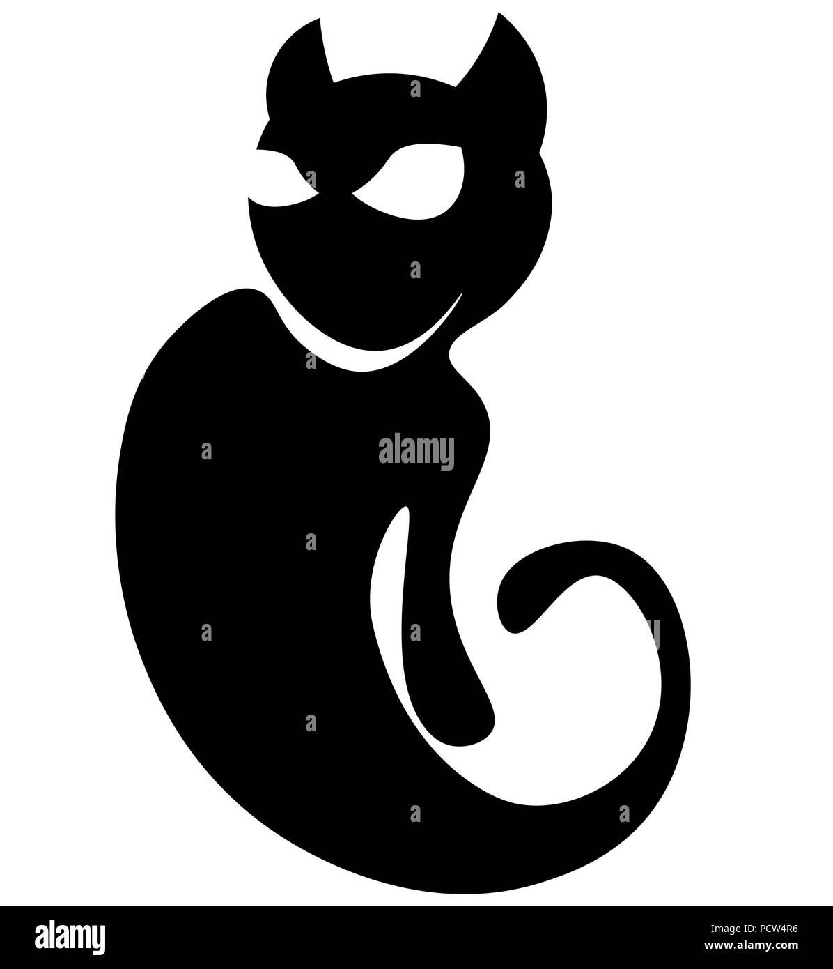 Abstract Silhouette De Chat Noir Avec Logo Minimaliste Cat Paw Image Vectorielle Stock Alamy