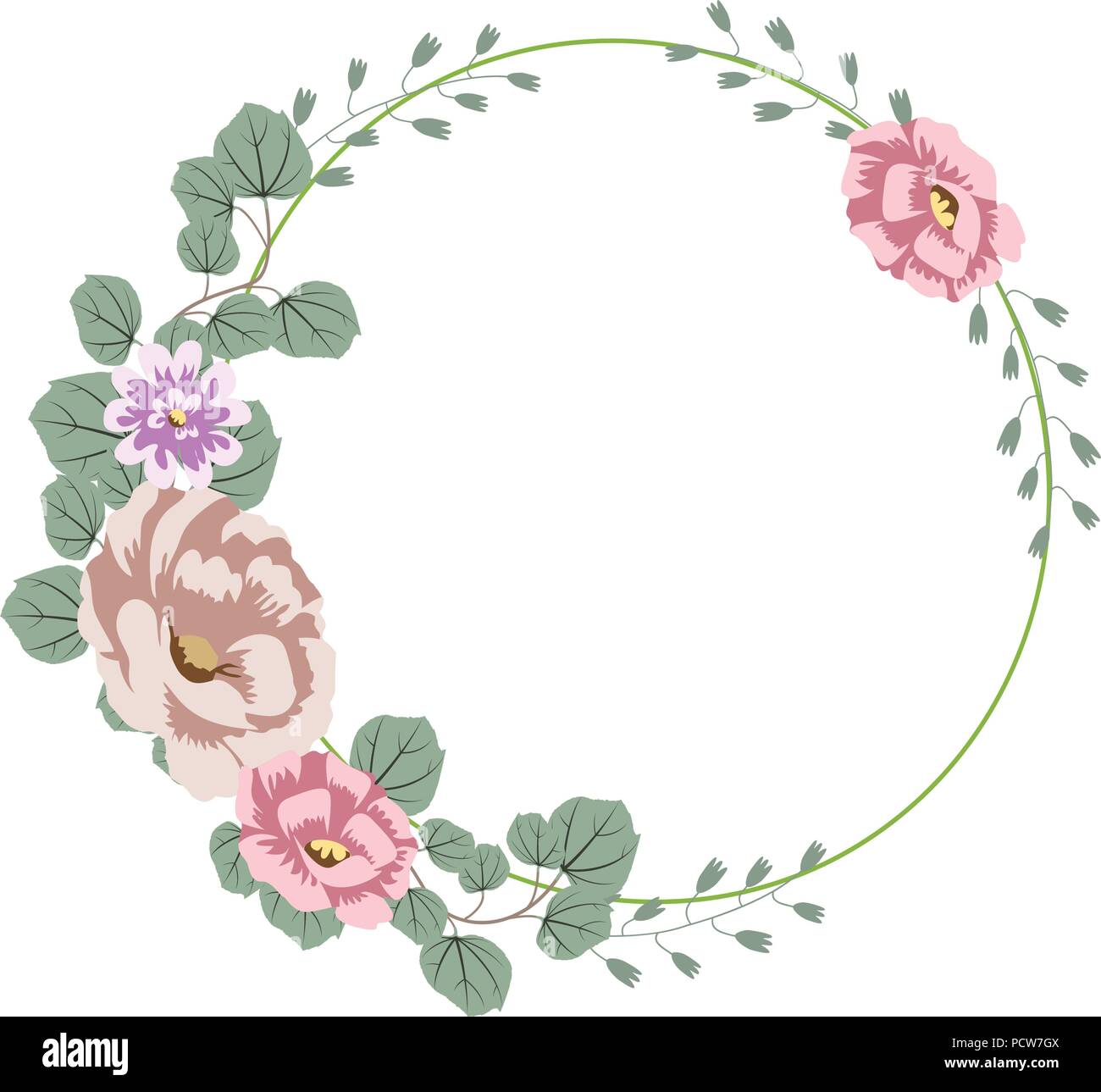 Floral fleur floral Frame Plate Illustration Illustration de Vecteur