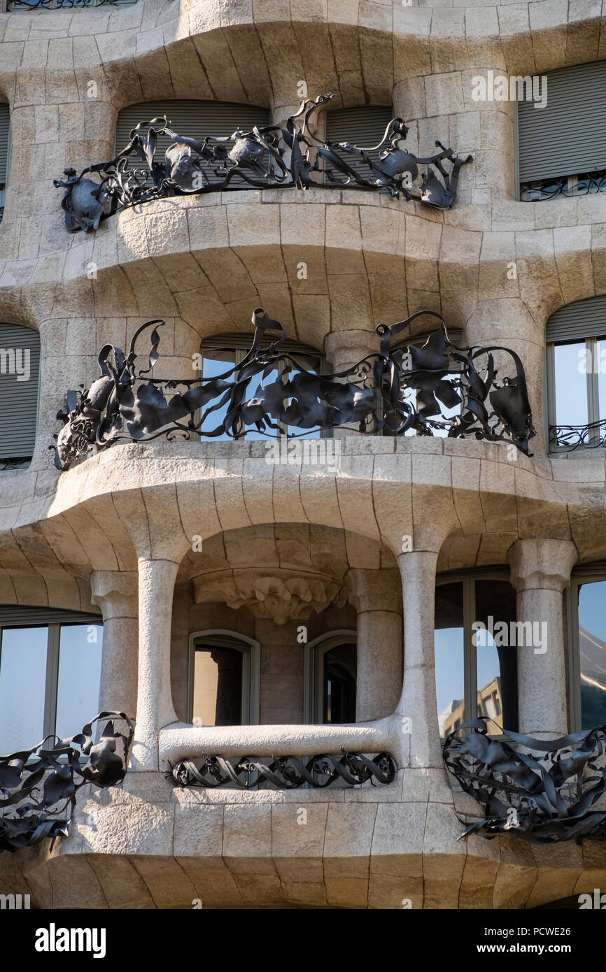 La Pedrera de Gaudi, un immeuble conçu à Barcelone, Espagne Banque D'Images