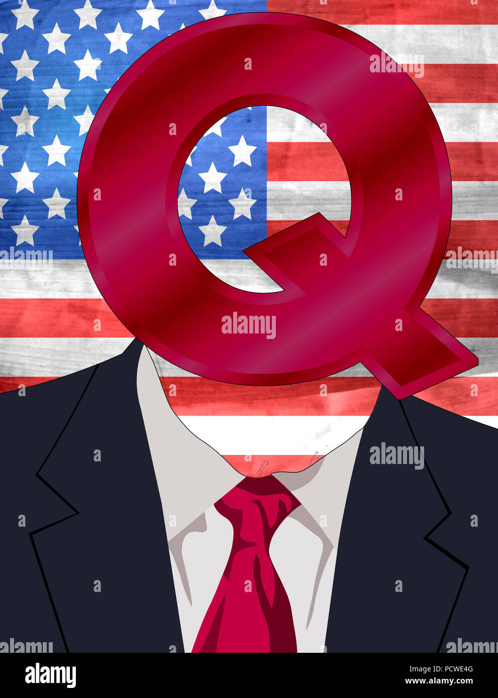 Donald John Trump Q Anon Head Banque D'Images