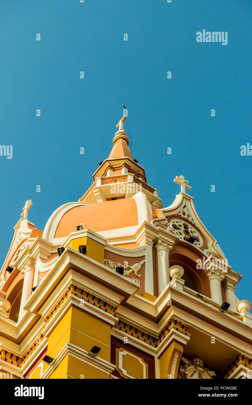 Carthagène, Colombie. Avril 2018. Une vue de la cathédrale de dôme rose de Carthagène à Cartagena, Colombie. Banque D'Images