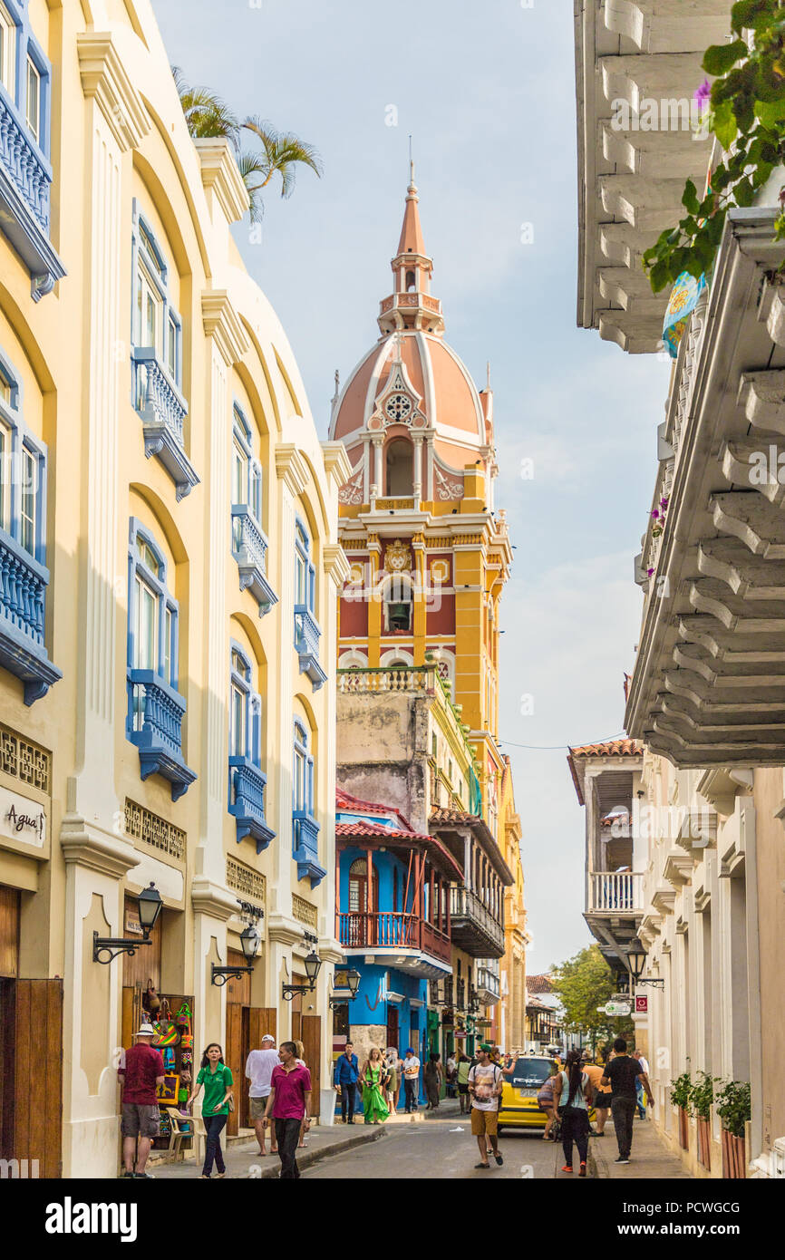 Carthagène, Colombie. Avril 2018. Une vue de la cathédrale de dôme rose de Carthagène à Cartagena, Colombie. Banque D'Images