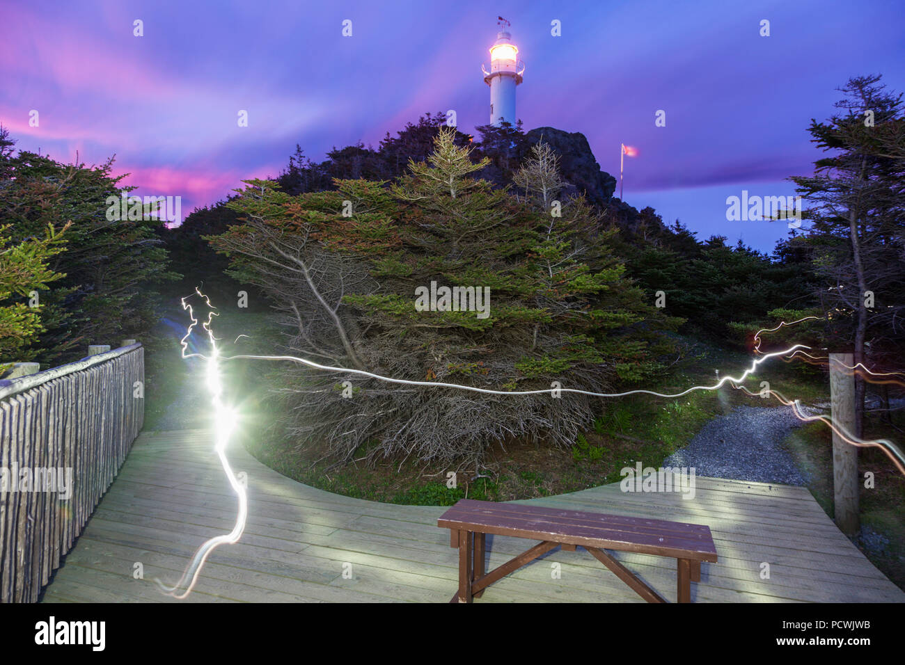 Le phare de Lobster Cove Head. Terre-neuve et Labrador, Canada. Banque D'Images