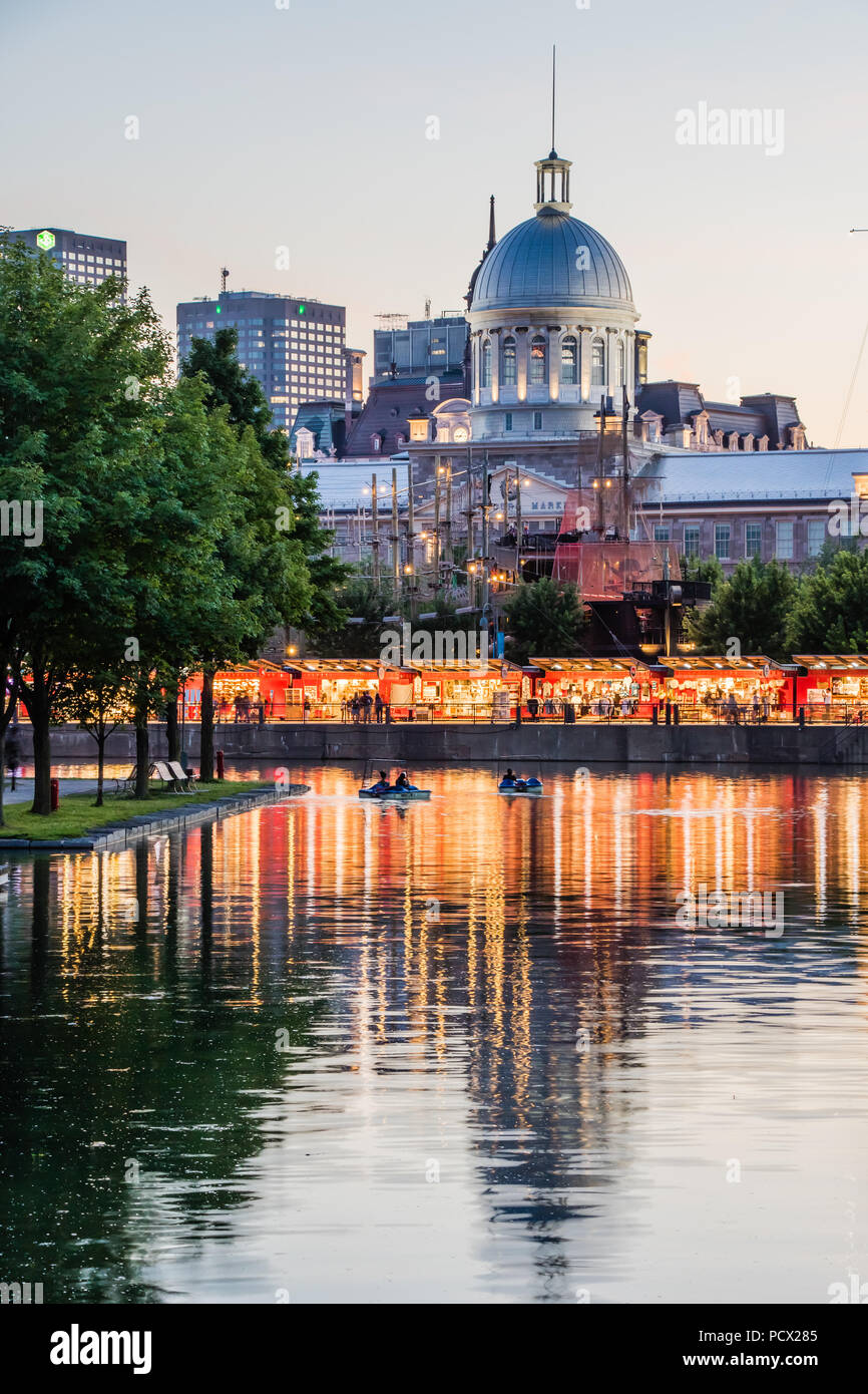 Vieux port de Montréal de nuit Banque D'Images