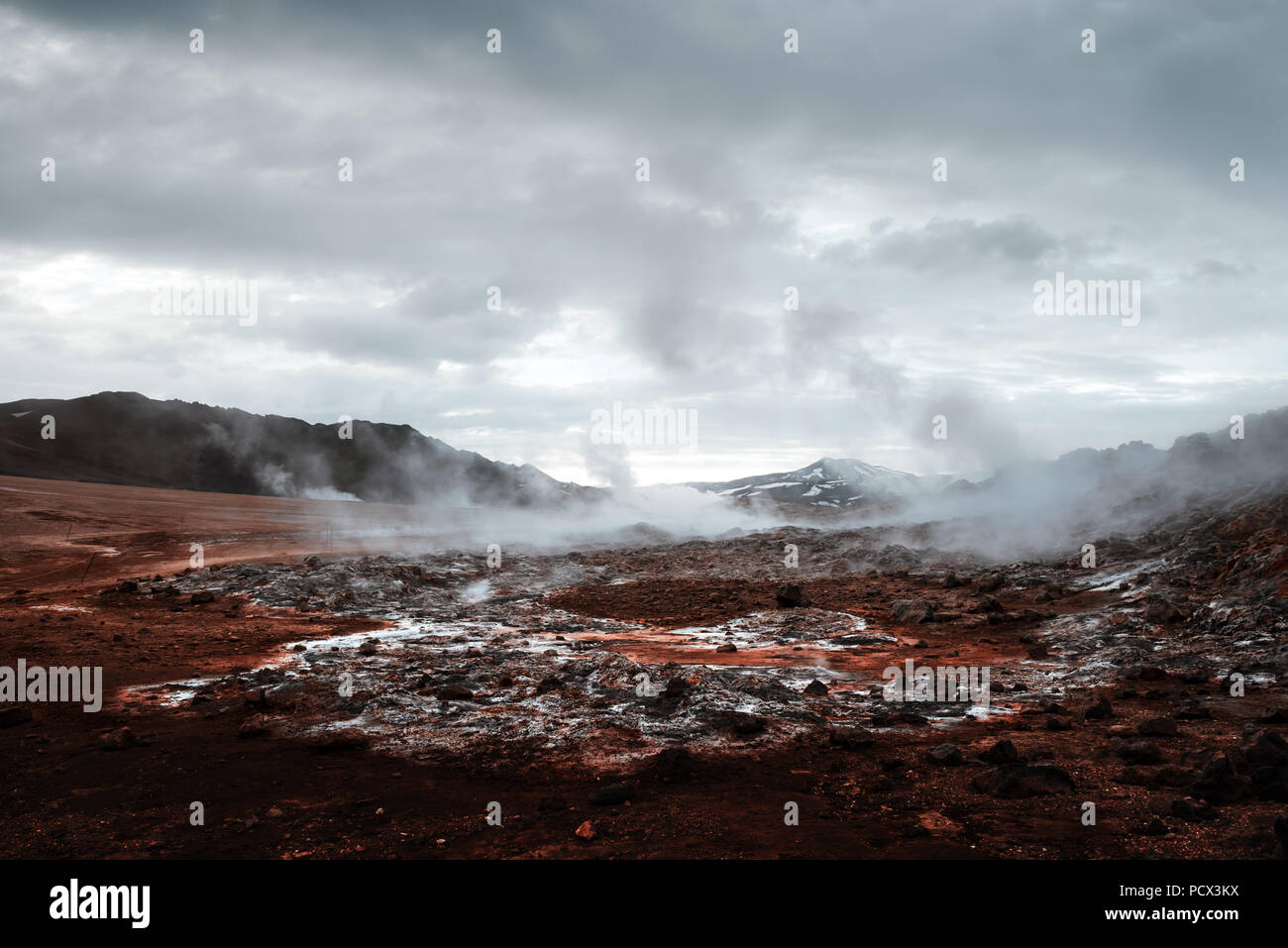 Fumeurs fumerolles sur Hverarond valley Banque D'Images