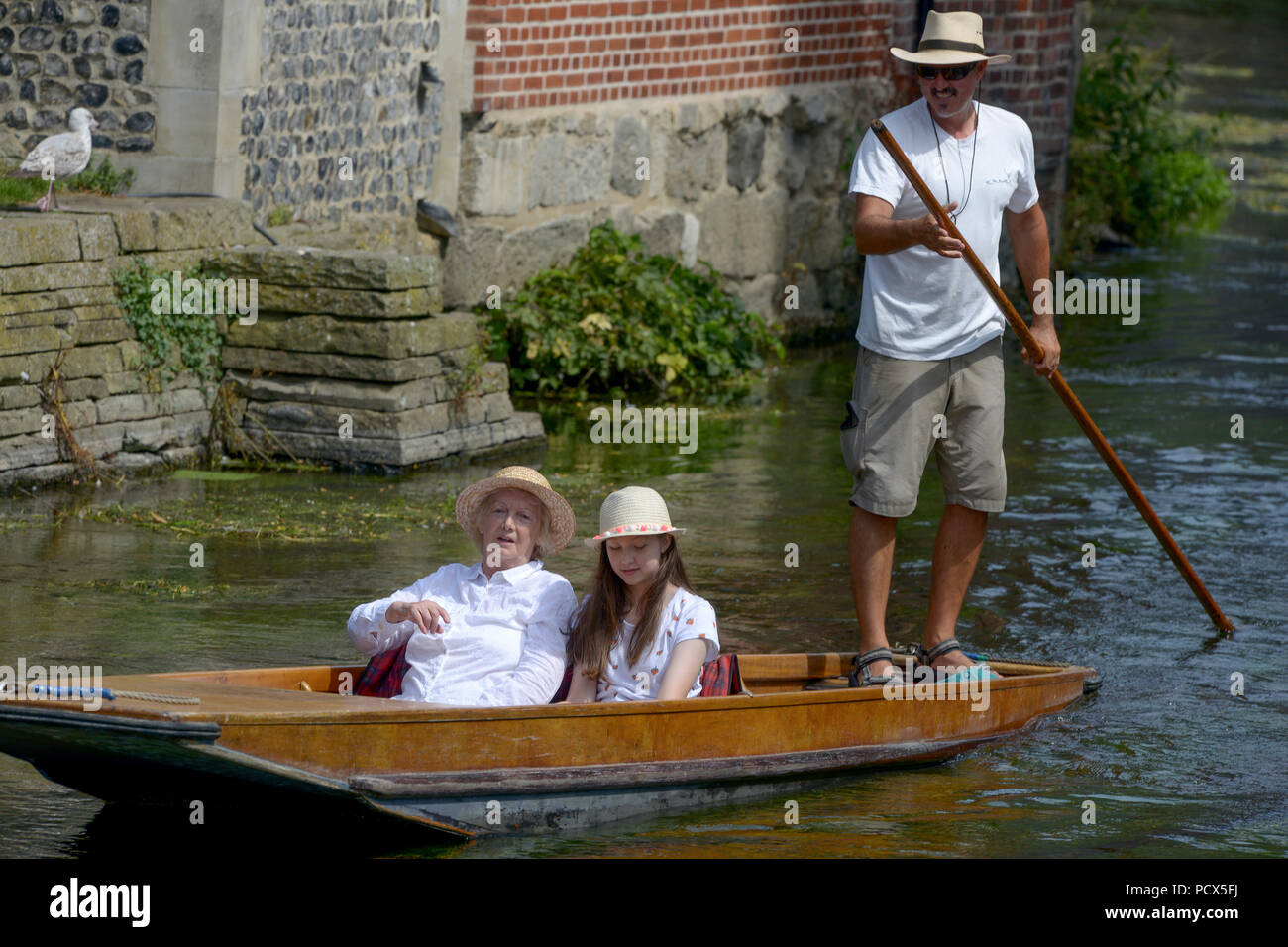 Canterbury, Kent, UK, 3 août 2018. Comme la canicule britannique continue les visiteurs de Canterbury Kent profitez au maximum de la chaleur en prenant pour plates sur la Grande Rivière Stour Westgate Gardens Crédit : MARTIN DALTON/Alamy Live News Banque D'Images