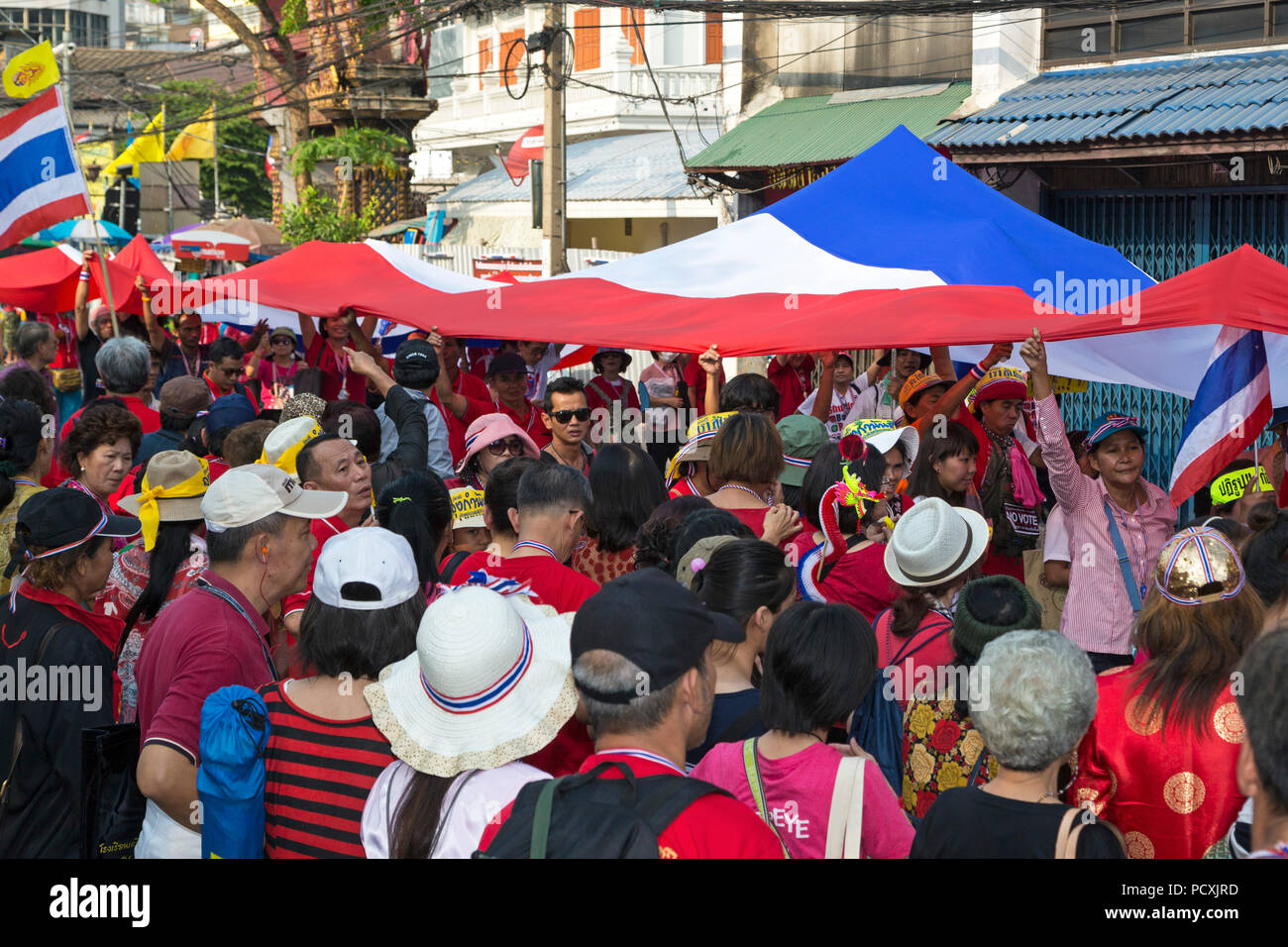Manifestation politique à Chinatown, Yaowarat, Bangkok, Thaïlande Banque D'Images