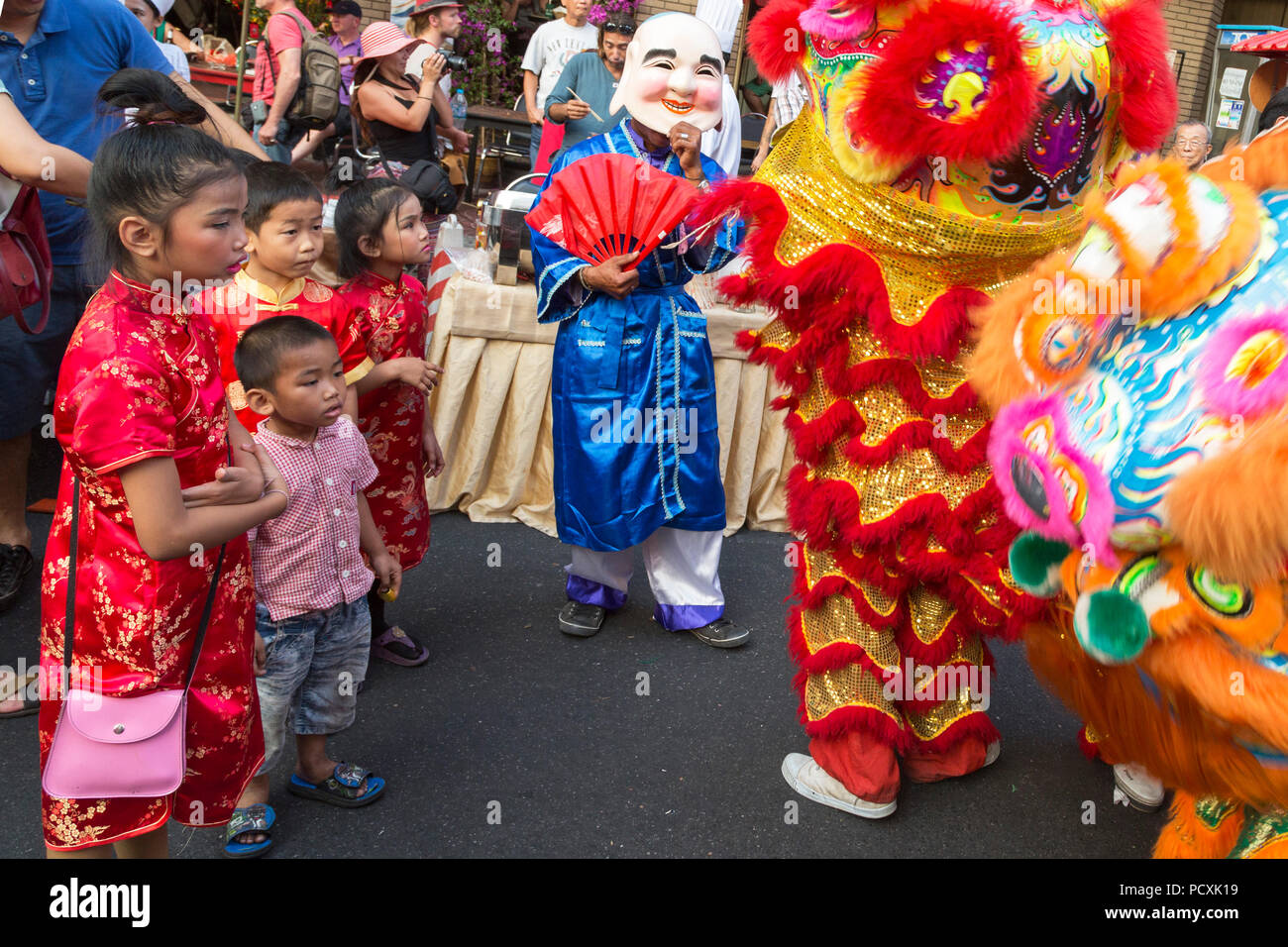 Costume Lion au Nouvel An Chinois, Chinatown, Bangkok, Thaïlande Banque D'Images