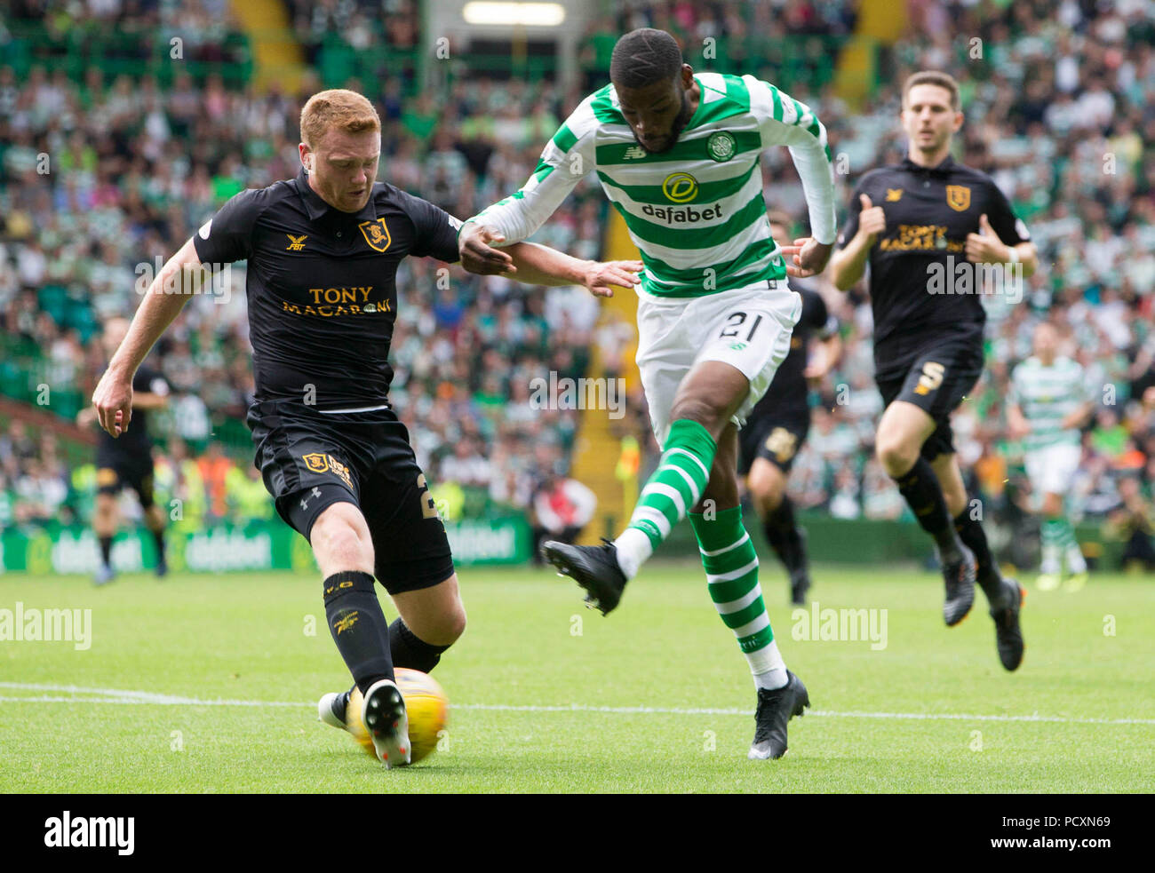 Olivier Ntcham du Celtic lors du match écossais Ladbrokes Premiership au Celtic Park, Glasgow. Banque D'Images