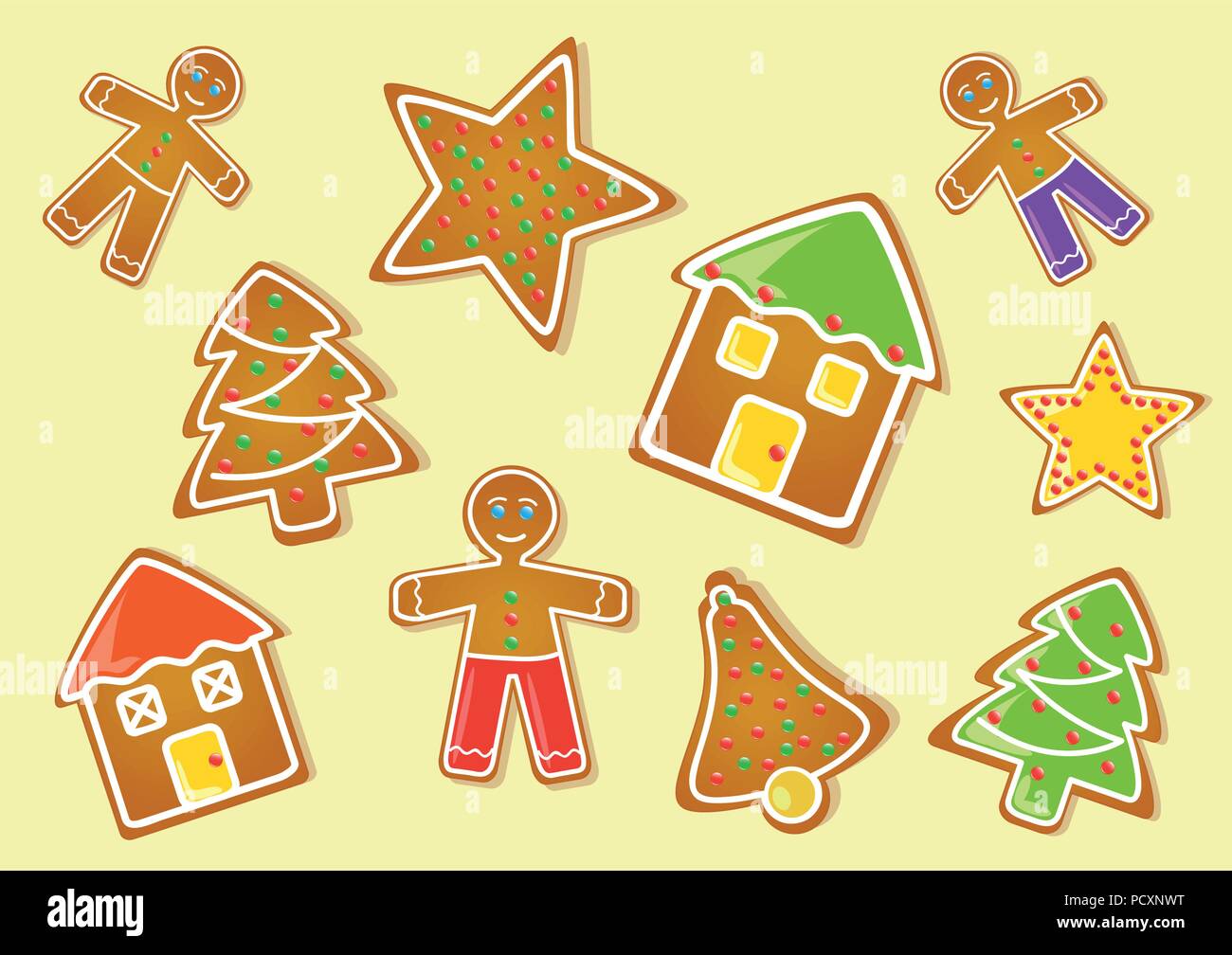 Jeu de cute gingerbread cookies pour noël vector illustration Illustration de Vecteur