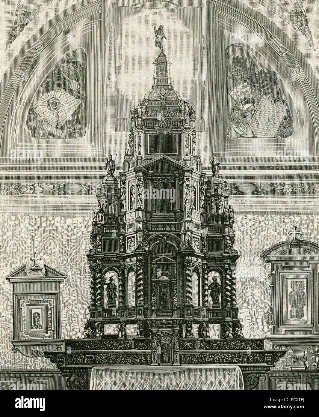 Altare di nella Chiesa di San Pietro in Trobaso. xilografia Banque D'Images