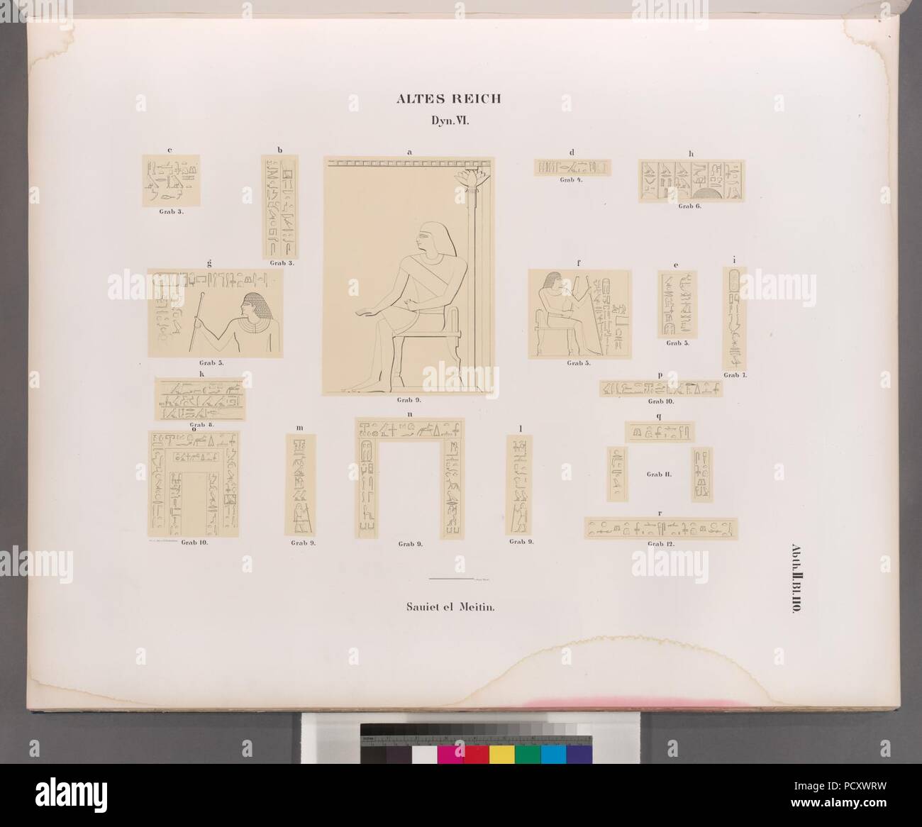 Altes Reich. Houria VI. Sauiet el Meitin Zâwiyat al-Amwât (Site)- a. Prenez 9 ; b. c. Prenez 3 ; d. Prenez 4 ; e - g Grab 5 ; h. Prenez 6 ; 1. Prenez 7 ; k. Prenez 8 ; l - n o 9 ; Grab Grab. p. 10 ; q. Prenez 11 ; r. Grab Banque D'Images