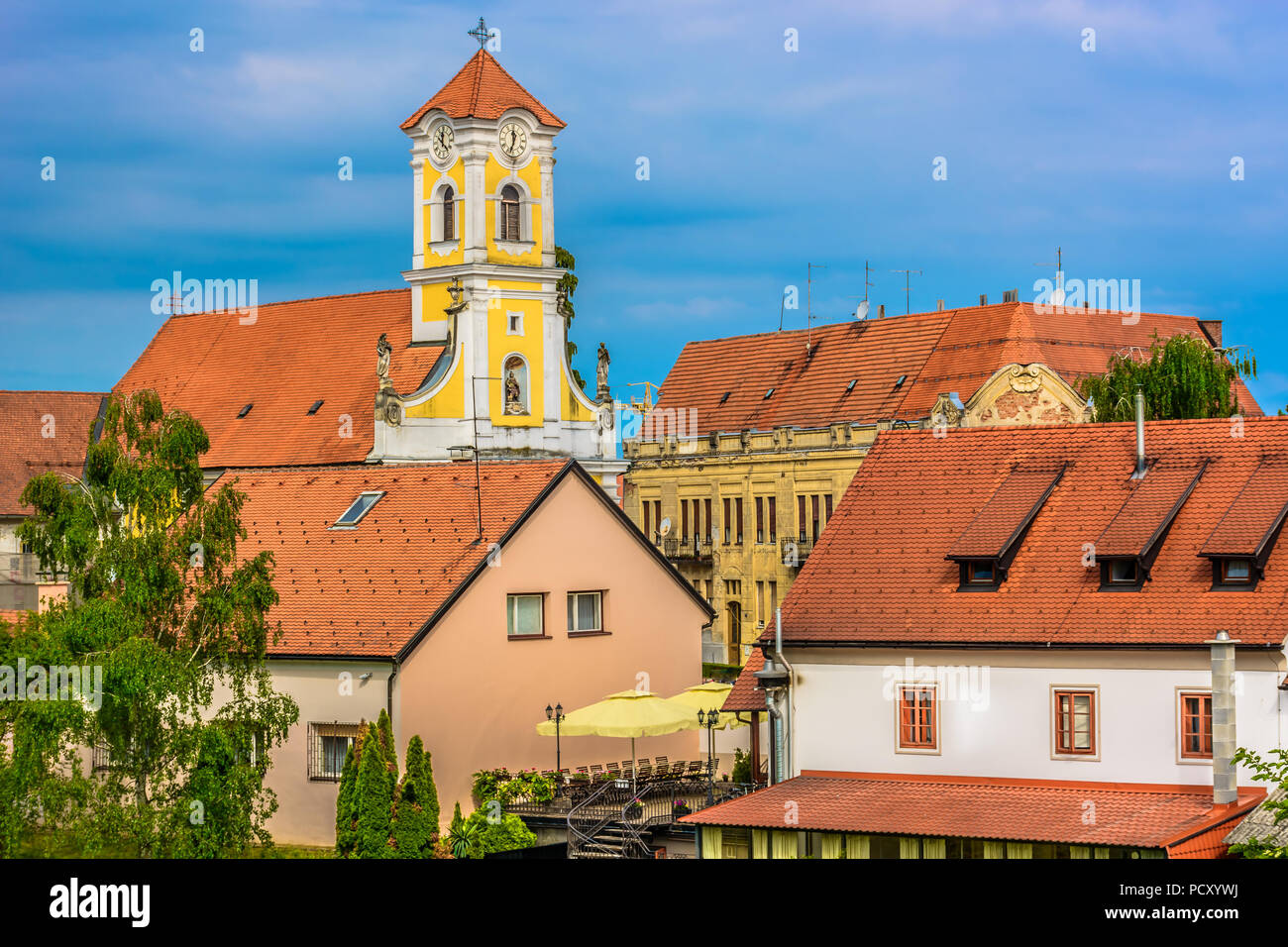 Vue panoramique à l'architecture ancienne dans Varazin ville baroque, Croatie. Banque D'Images