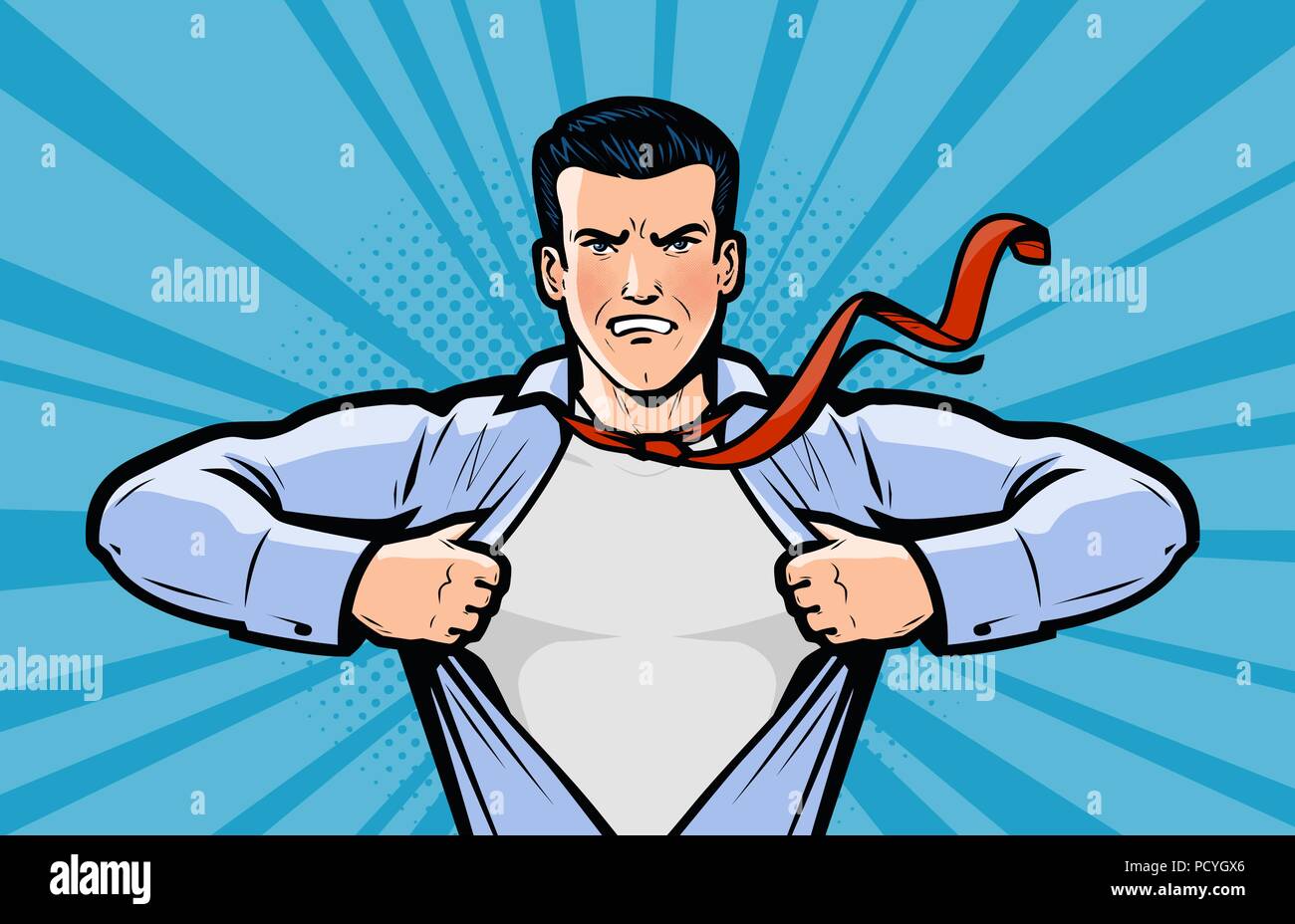 Homme d'affaires ou super-héros. Vector illustration dans le style pop art bande dessinée Illustration de Vecteur