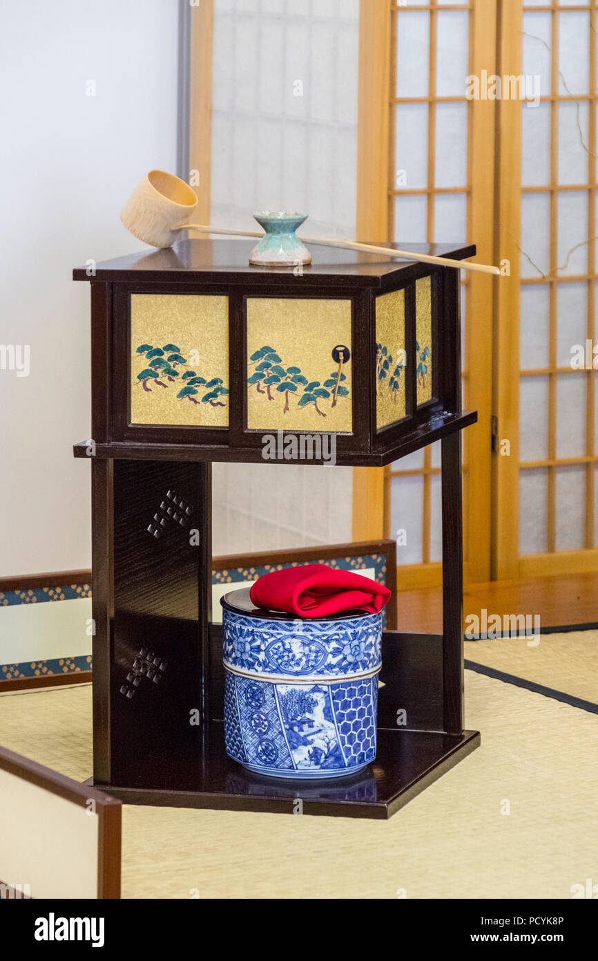 La cérémonie du thé japonaise traditionnelle. Banque D'Images