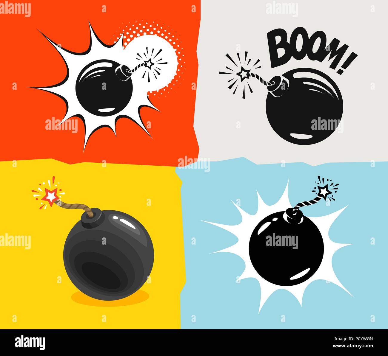 Bombe prête à exploser, icône. Cartoon vector illustration bande dessinée Bombshell Illustration de Vecteur