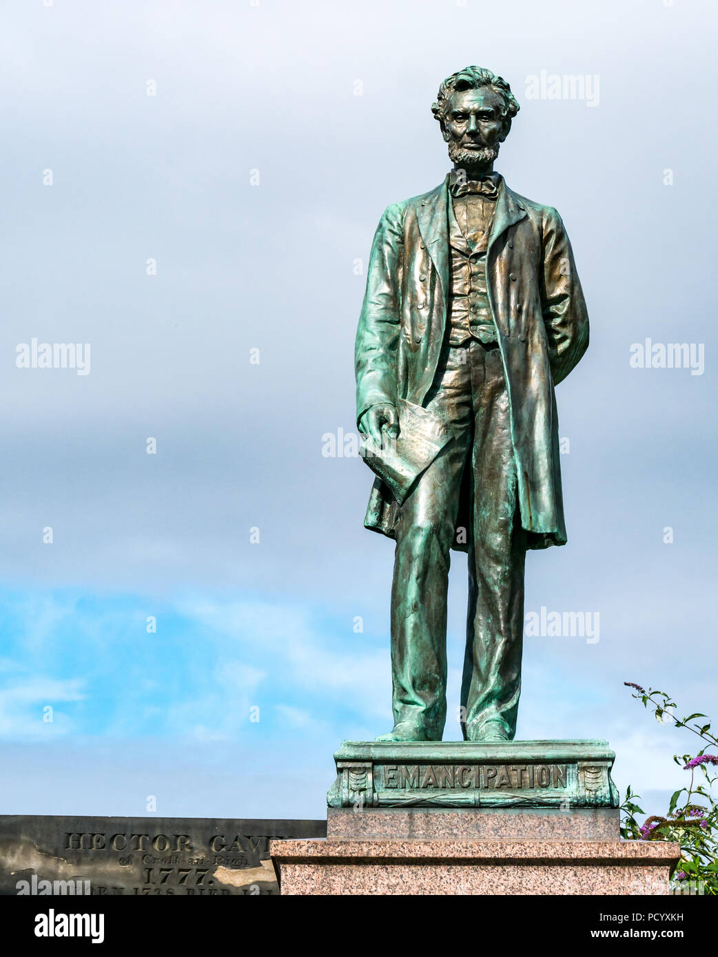 Statue d'Abraham Lincoln Mémorial américain, Écossais, ancien cimetière cimetière Calton, Édimbourg, Écosse, Royaume-Uni Banque D'Images